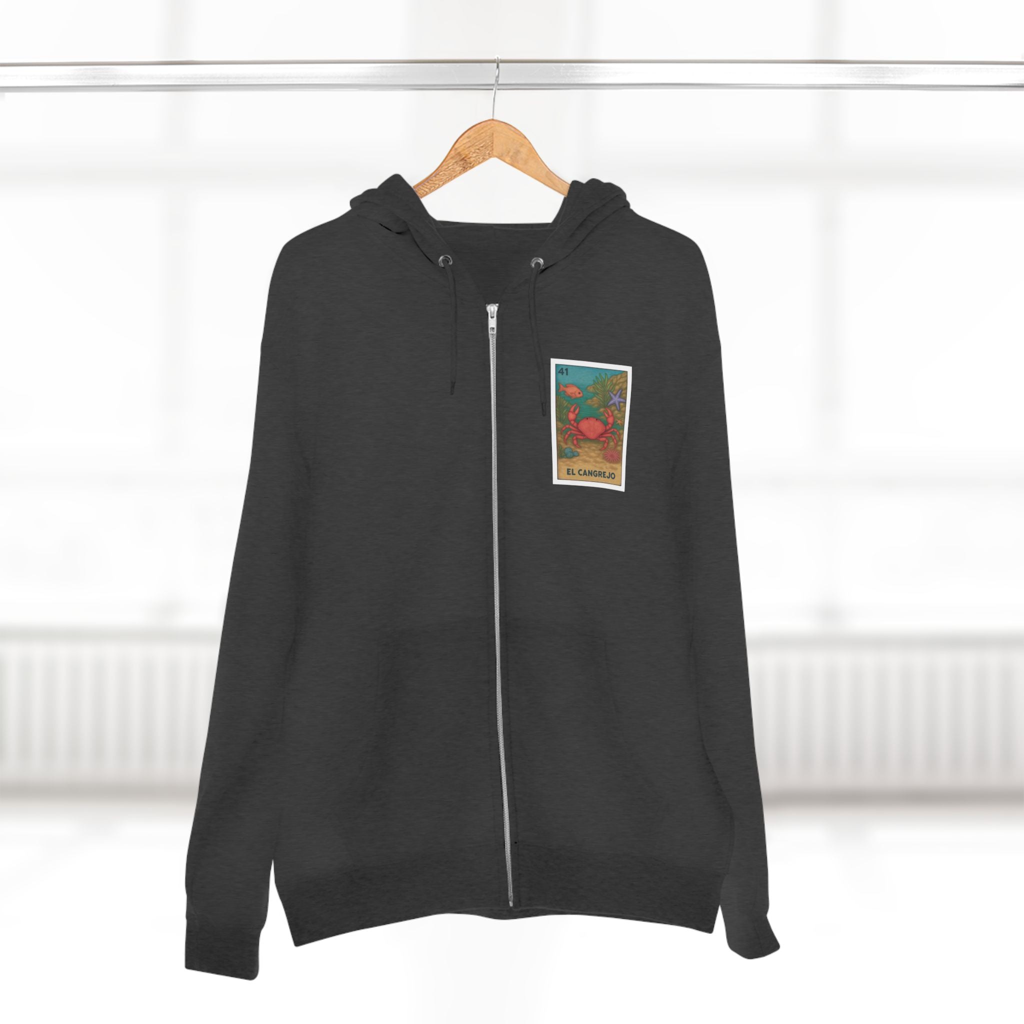 Crab Lotería Unisex - Zip Cotton Blend Fleece Hoodie (El Cangrejo)