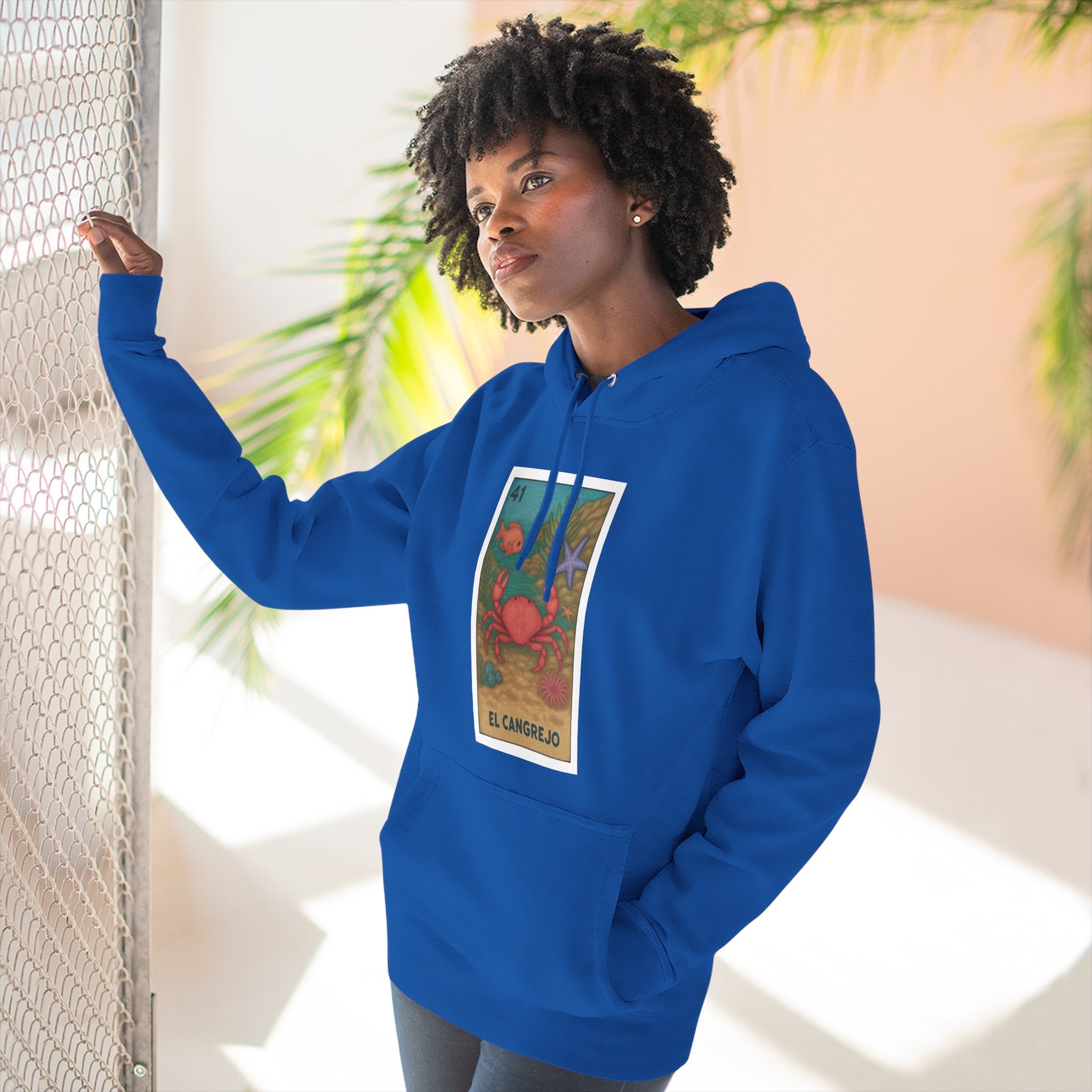 Crab Lotería Unisex - Pull-Over Cotton Blend Fleece Hoodie (El Cangrejo)