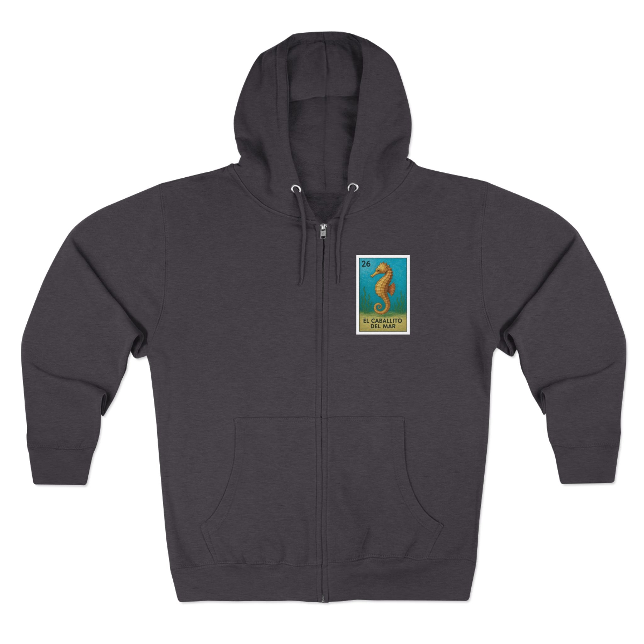 Seahorse Lotería Unisex - Zip Cotton Blend Fleece Hoodie (El Caballito del Mar)