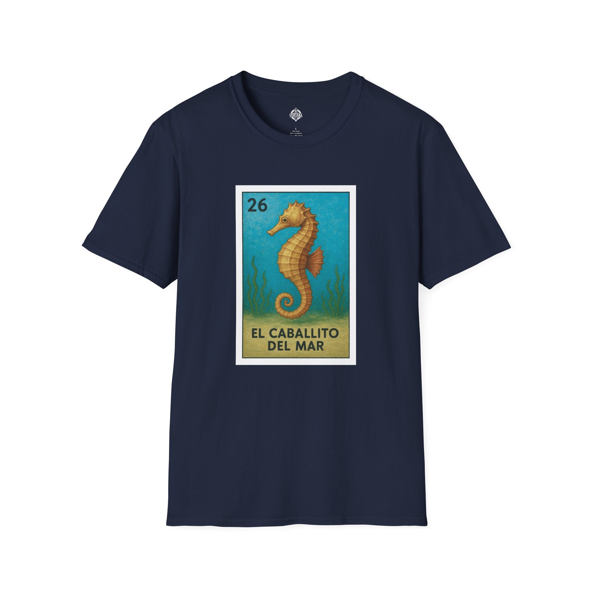 Seahorse Lotería Unisex - Soft Style U.S. Cotton T-Shirt (El Caballito del Mar)