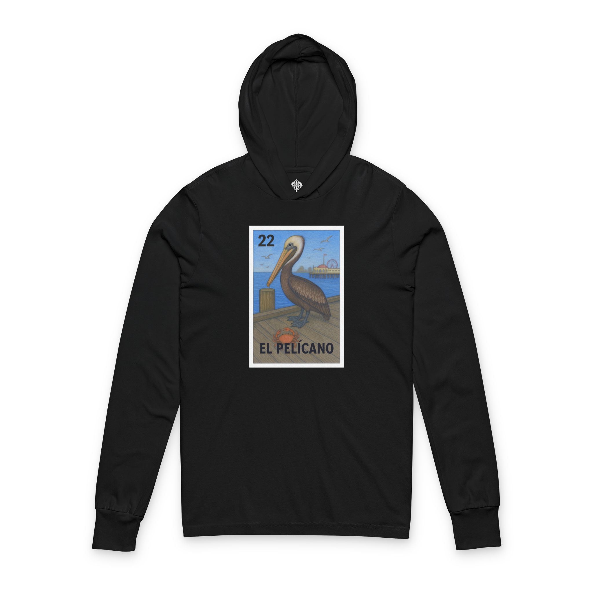 Pelican Lotería Unisex - Cotton Hooded Long Sleeve Hooded T-Shirt (El Pelícano)
