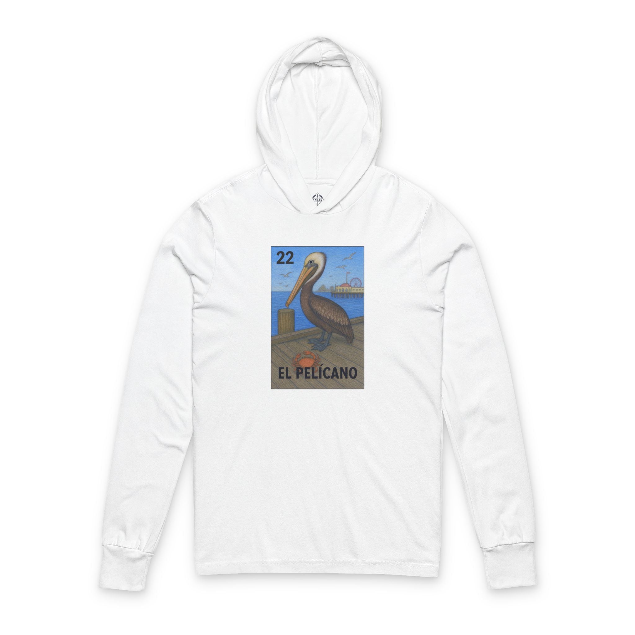 Pelican Lotería Unisex - Cotton Hooded Long Sleeve Hooded T-Shirt (El Pelícano)