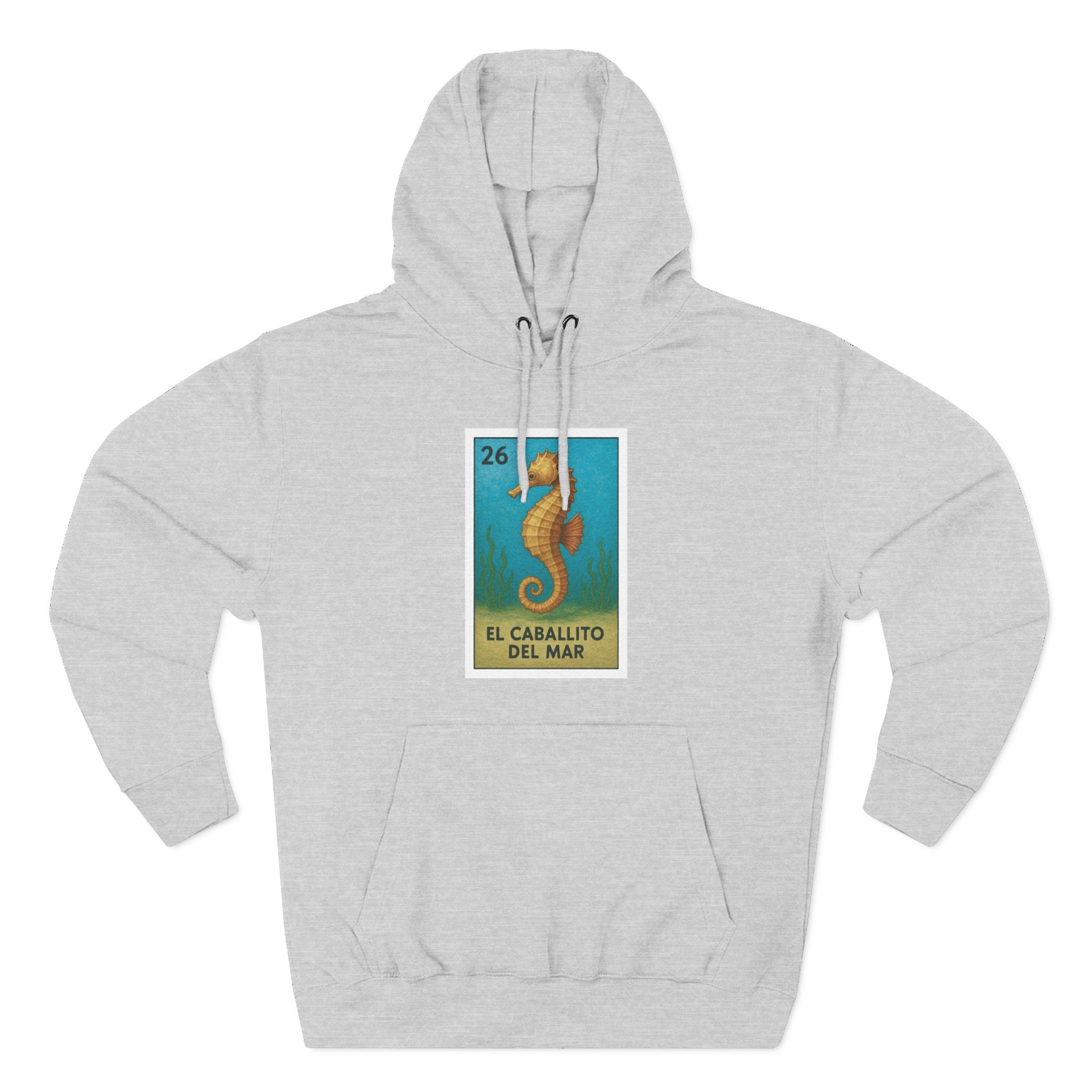 Seahorse Lotería Unisex - Pull-Over Cotton Blend Fleece Hoodie (El Caballito del Mar)