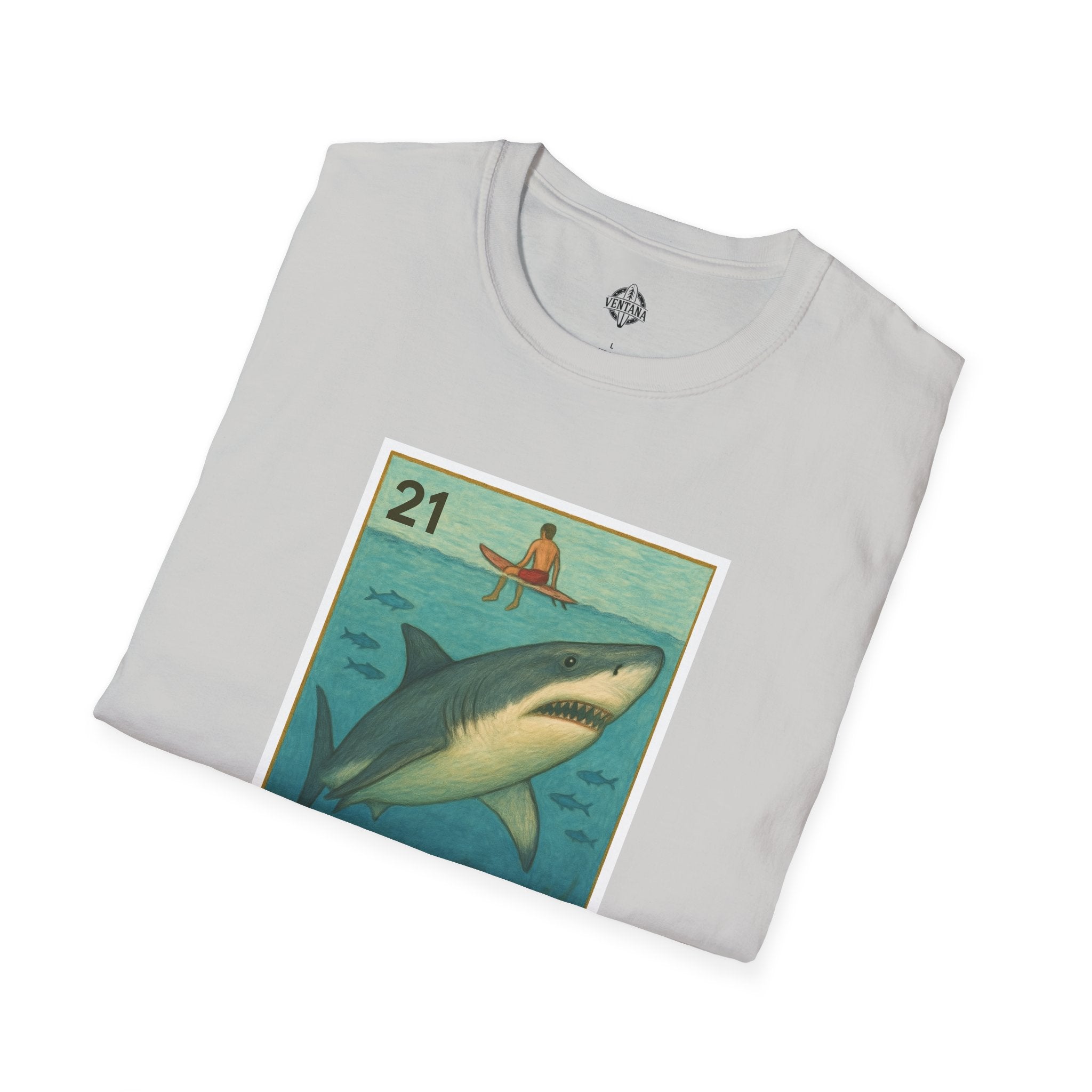Shark Lotería Unisex - Soft Style U.S. Cotton T-Shirt (El Tiburón)
