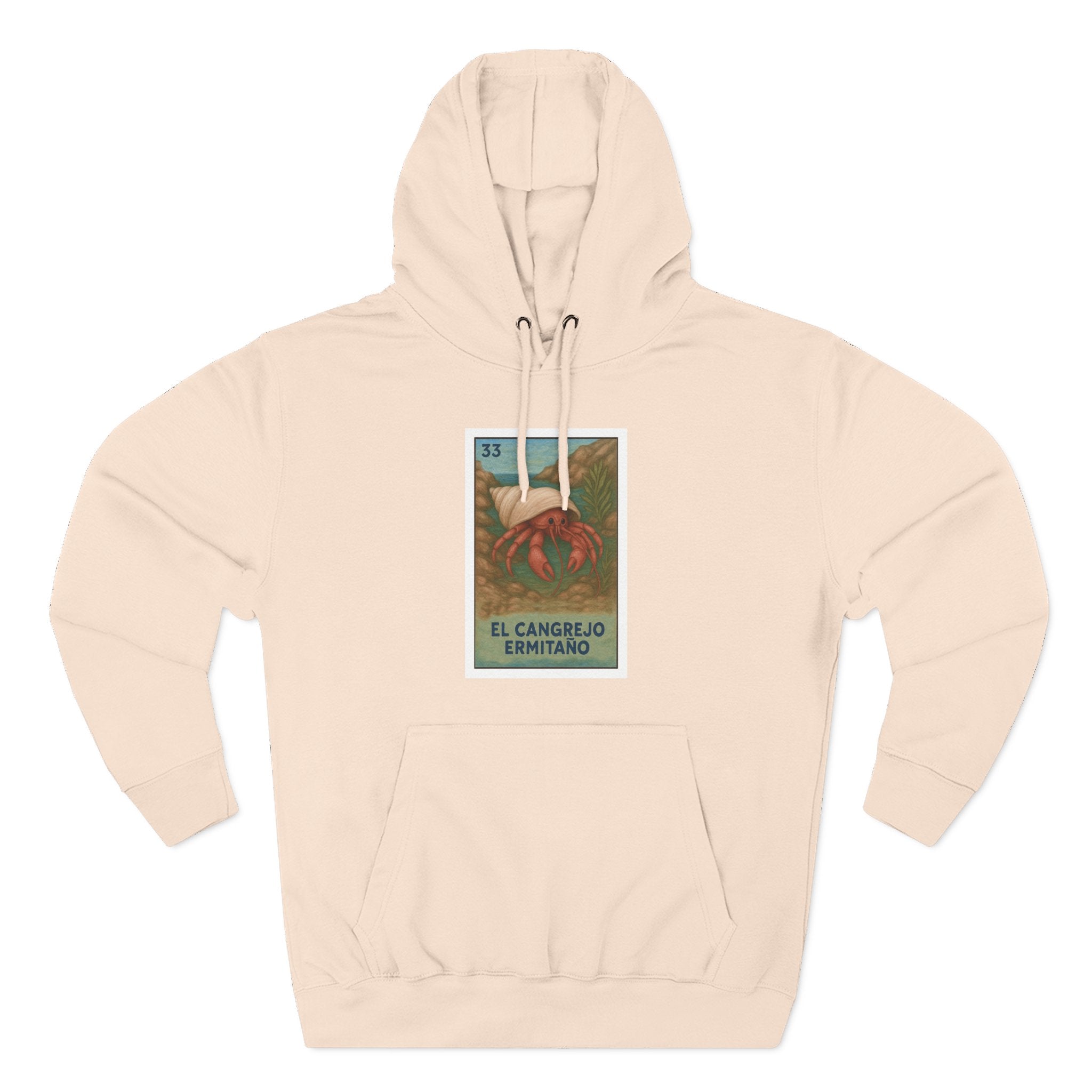 Hermit Crab Lotería Unisex - Pull-Over Cotton Blend Fleece Hoodie (El Cangrejo Ermitaño)