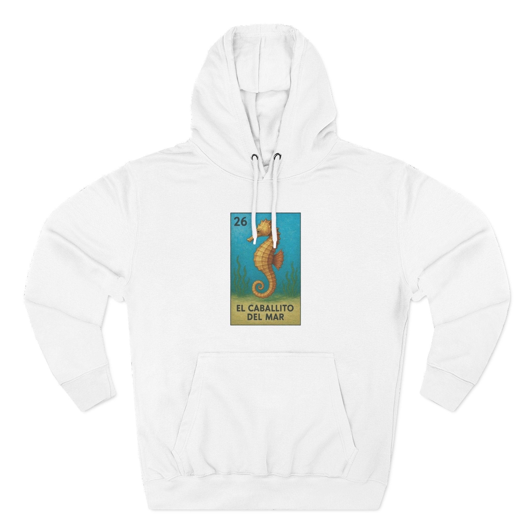 Seahorse Lotería Unisex - Pull-Over Cotton Blend Fleece Hoodie (El Caballito del Mar)