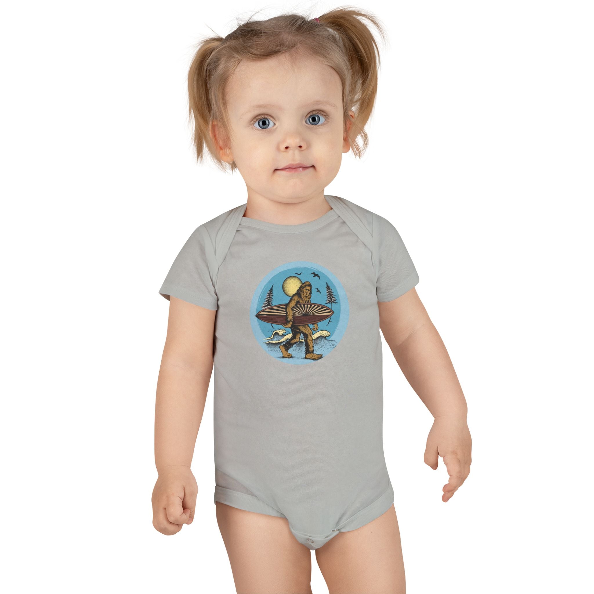 Ventana Surfsquatch by Thiago Bianchini - Baby Short Sleeve 100% Cotton Onesie