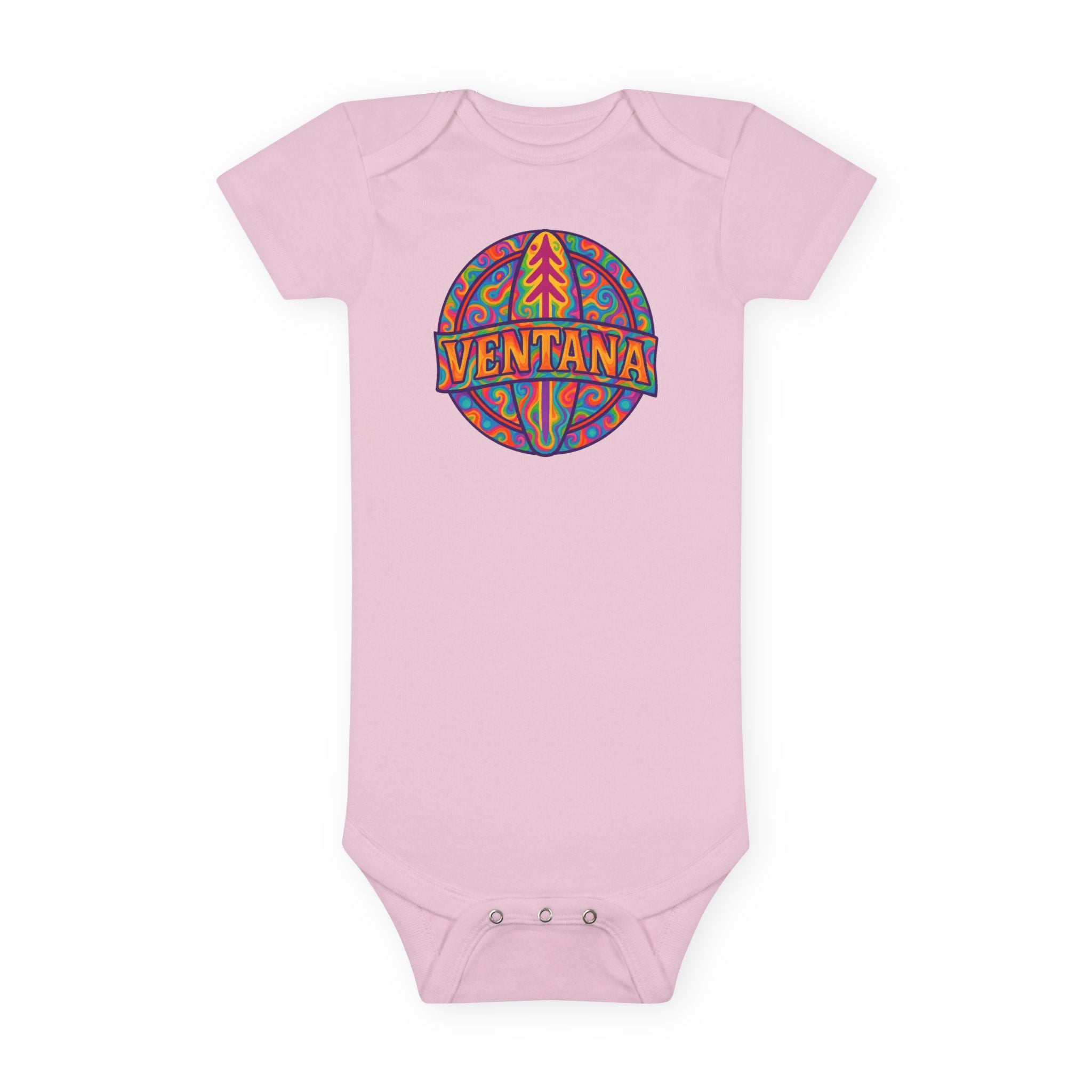 Ventana Psychedelic Treefish Logo - Baby Short Sleeve 100% Cotton Onesie