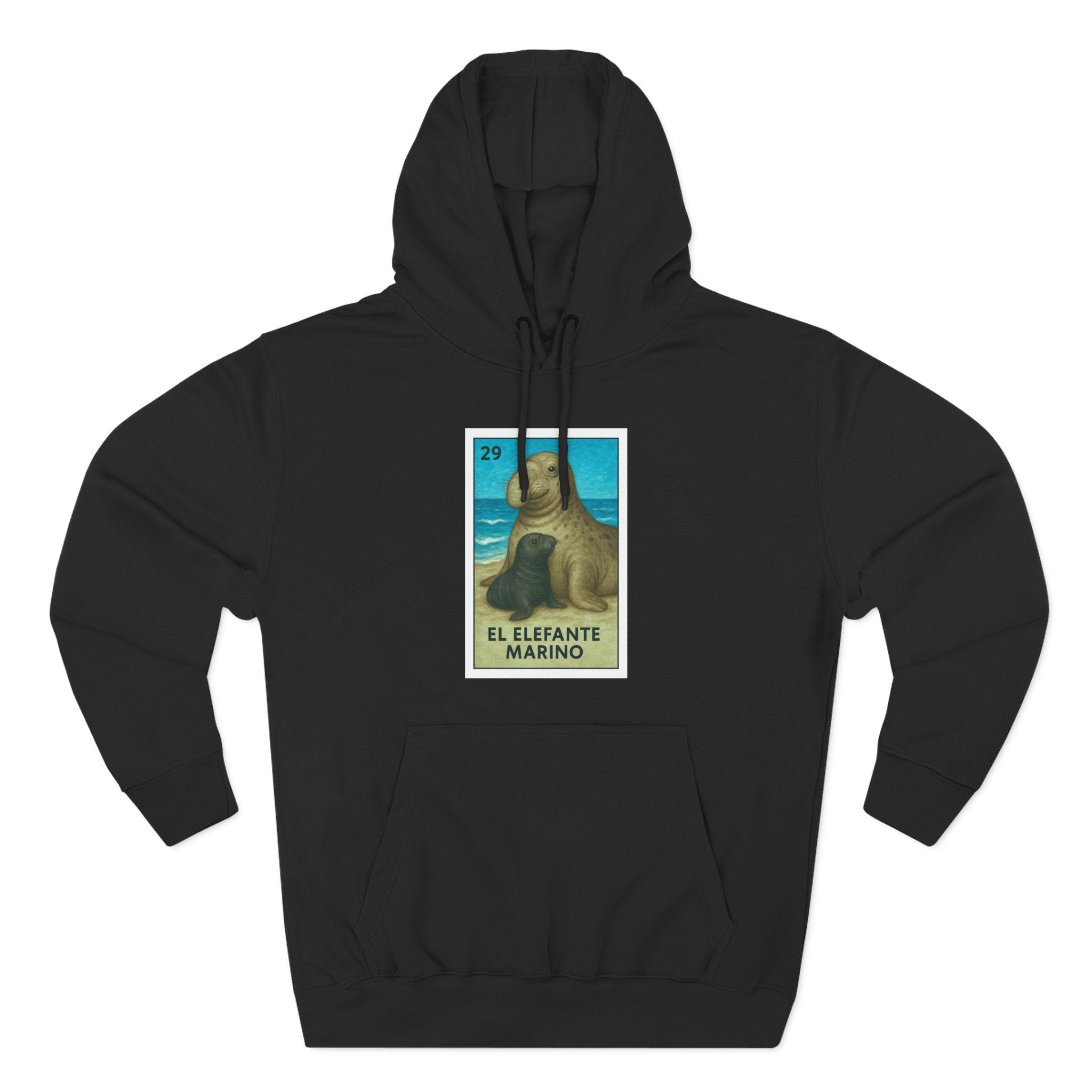 Elephant Seal Lotería Unisex - Pull-Over Cotton Blend Fleece Hoodie (El Elefanto Marino)