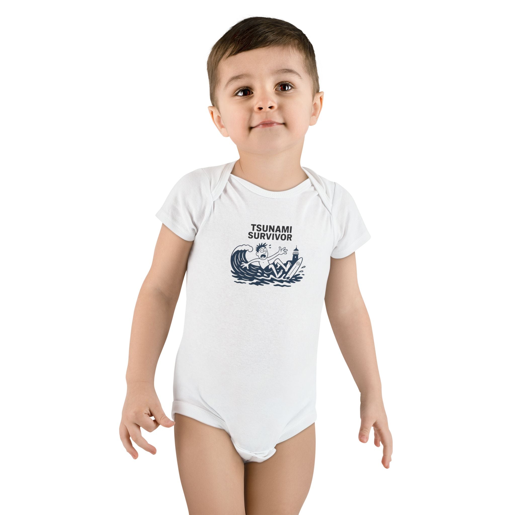Tsunami Survivor - Baby Short Sleeve 100% Cotton Onesie