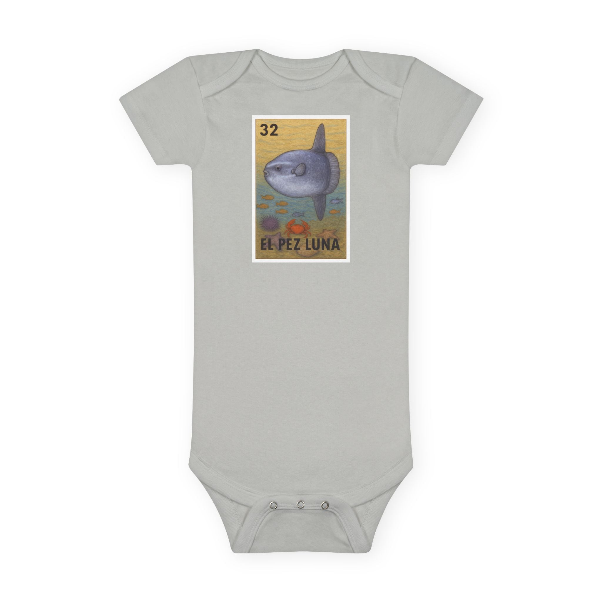 Sunfish Lotería - Baby Short Sleeve 100% Cotton Onesie (El Pez Luna)