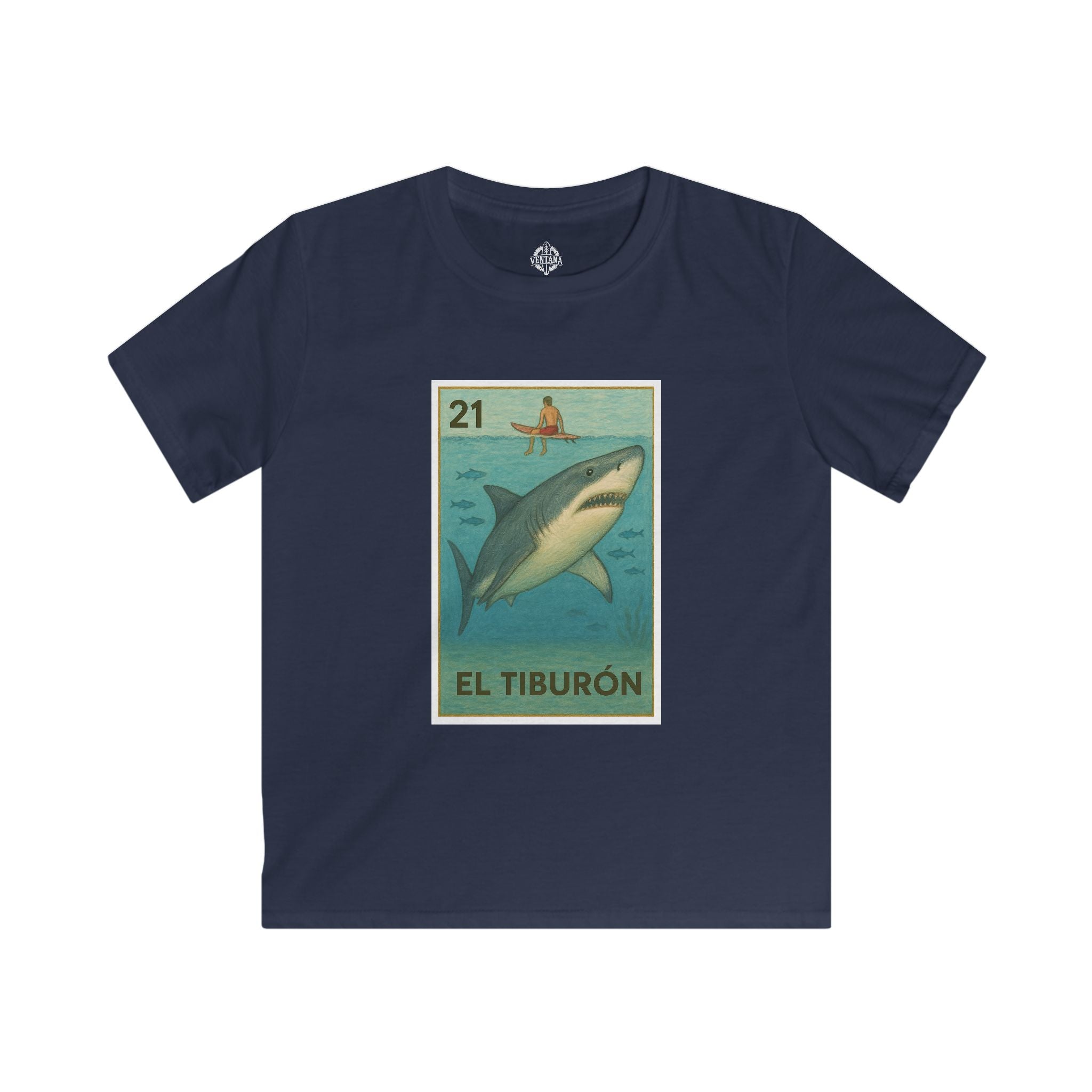Shark Lotería Kids - Soft Style U.S. Cotton T-Shirt (El Tiburón)