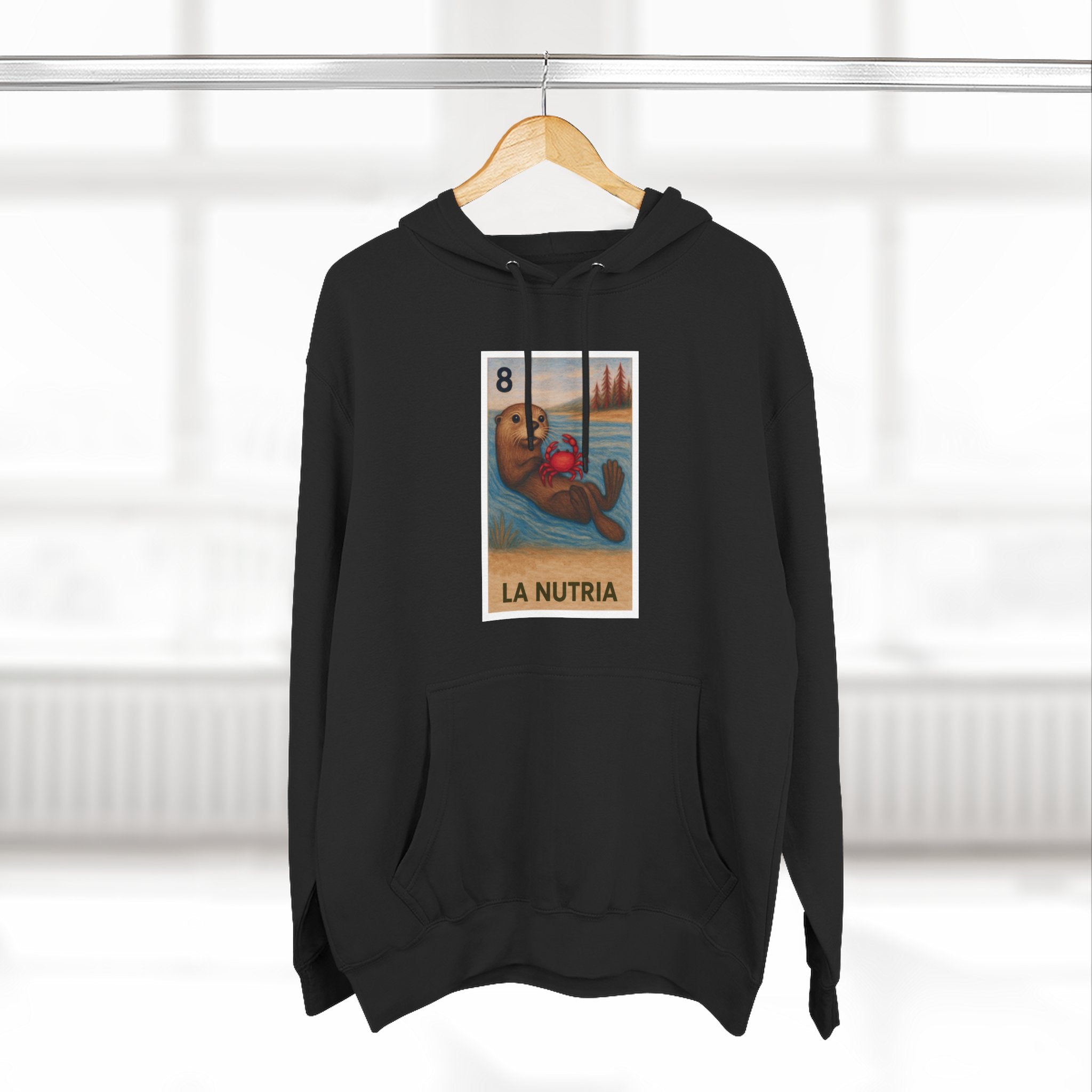 Sea Otter Lotería Unisex - Pull-Over Cotton Blend Fleece Hoodie (La Nutria)