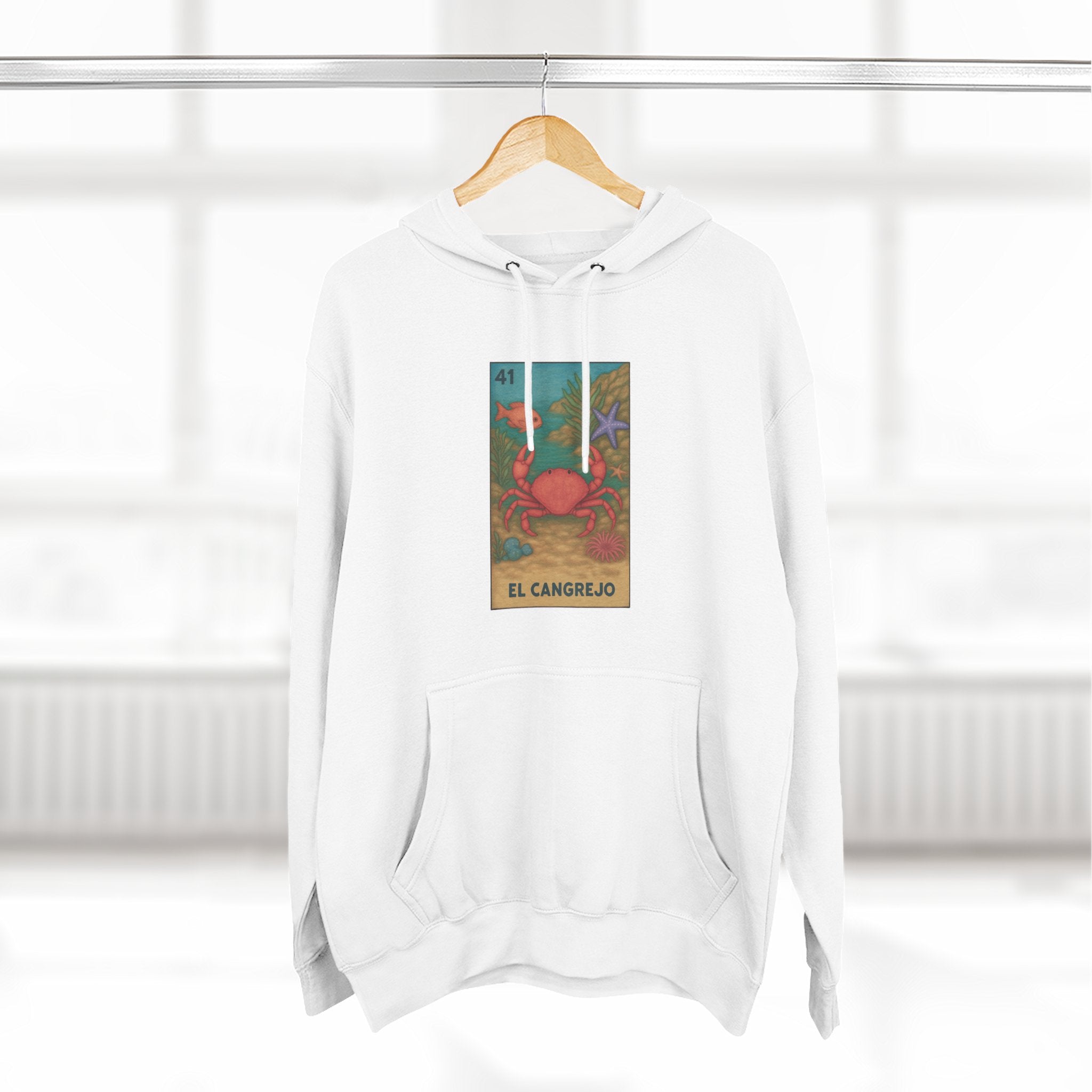 Crab Lotería Unisex - Pull-Over Cotton Blend Fleece Hoodie (El Cangrejo)