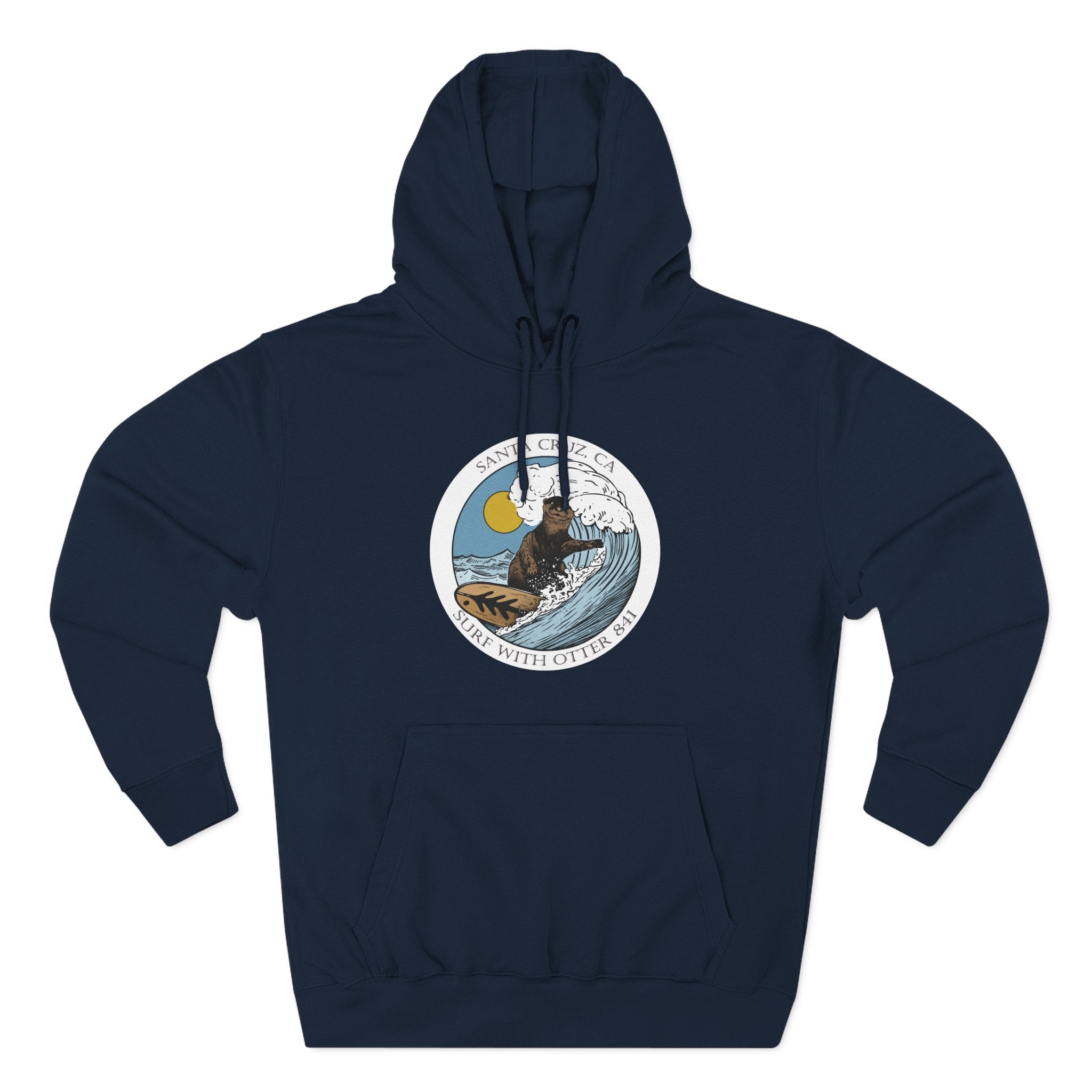 Surf with Otter 841 by Thiago Bianchini Unisex - Pull-Over Cotton Blend Fleece Hoodie