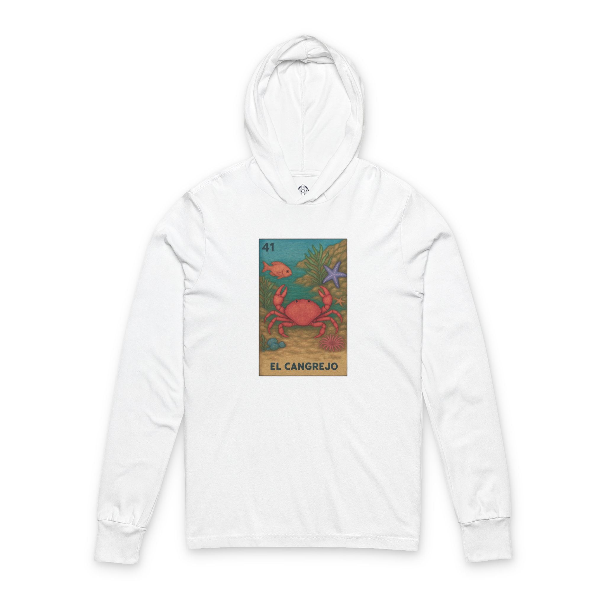 Crab Lotería Unisex - Cotton Hooded Long Sleeve Hooded T-Shirt (El Cangrejo)