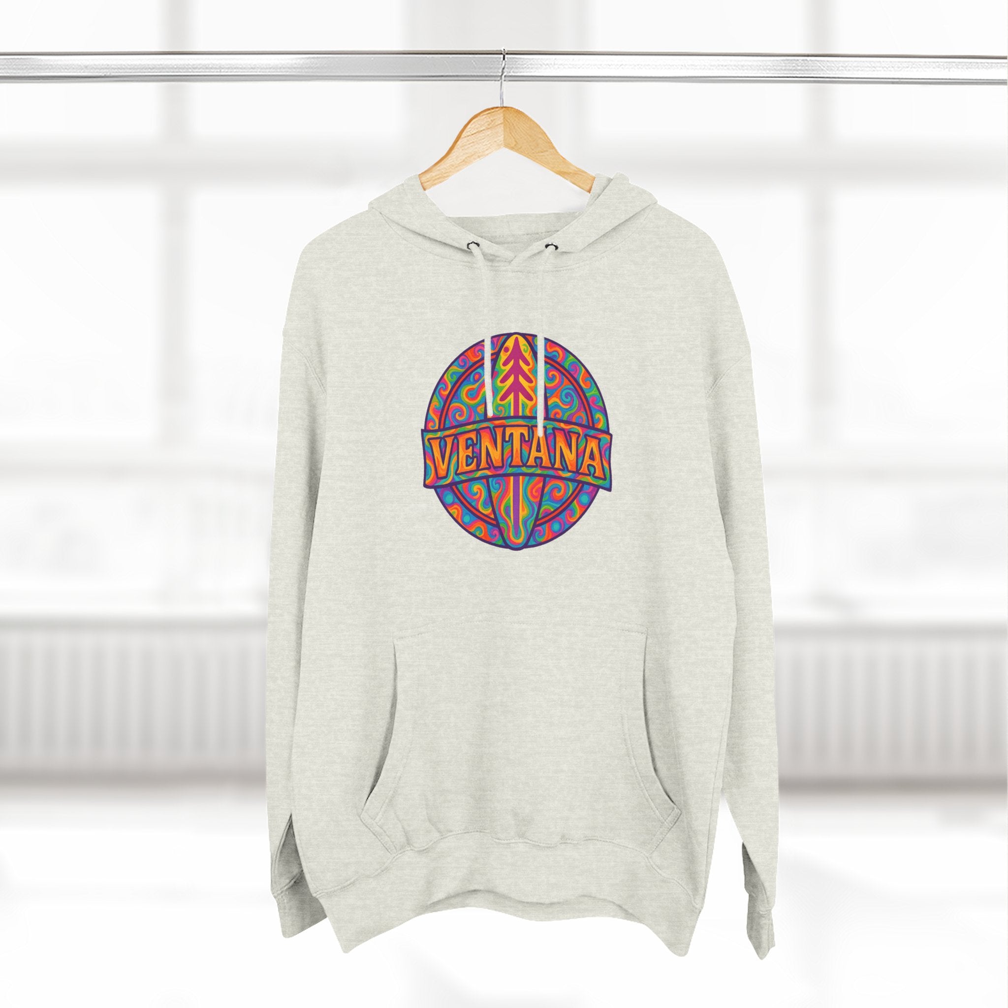 Ventana Psychedelic Treefish Logo Unisex - Pull-Over Cotton Blend Fleece Hoodie