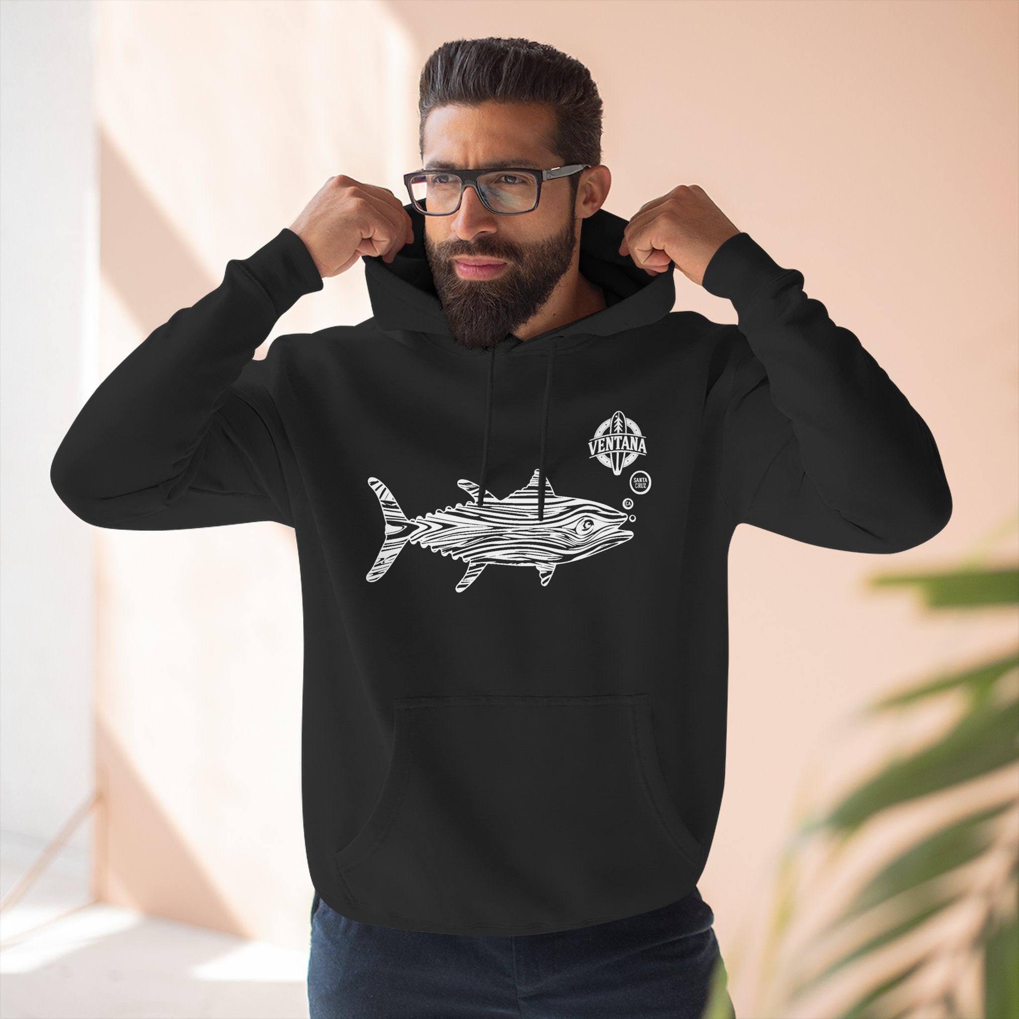 Ventana Wooden Tuna Unisex - Pull-Over Cotton Blend Fleece Hoodie