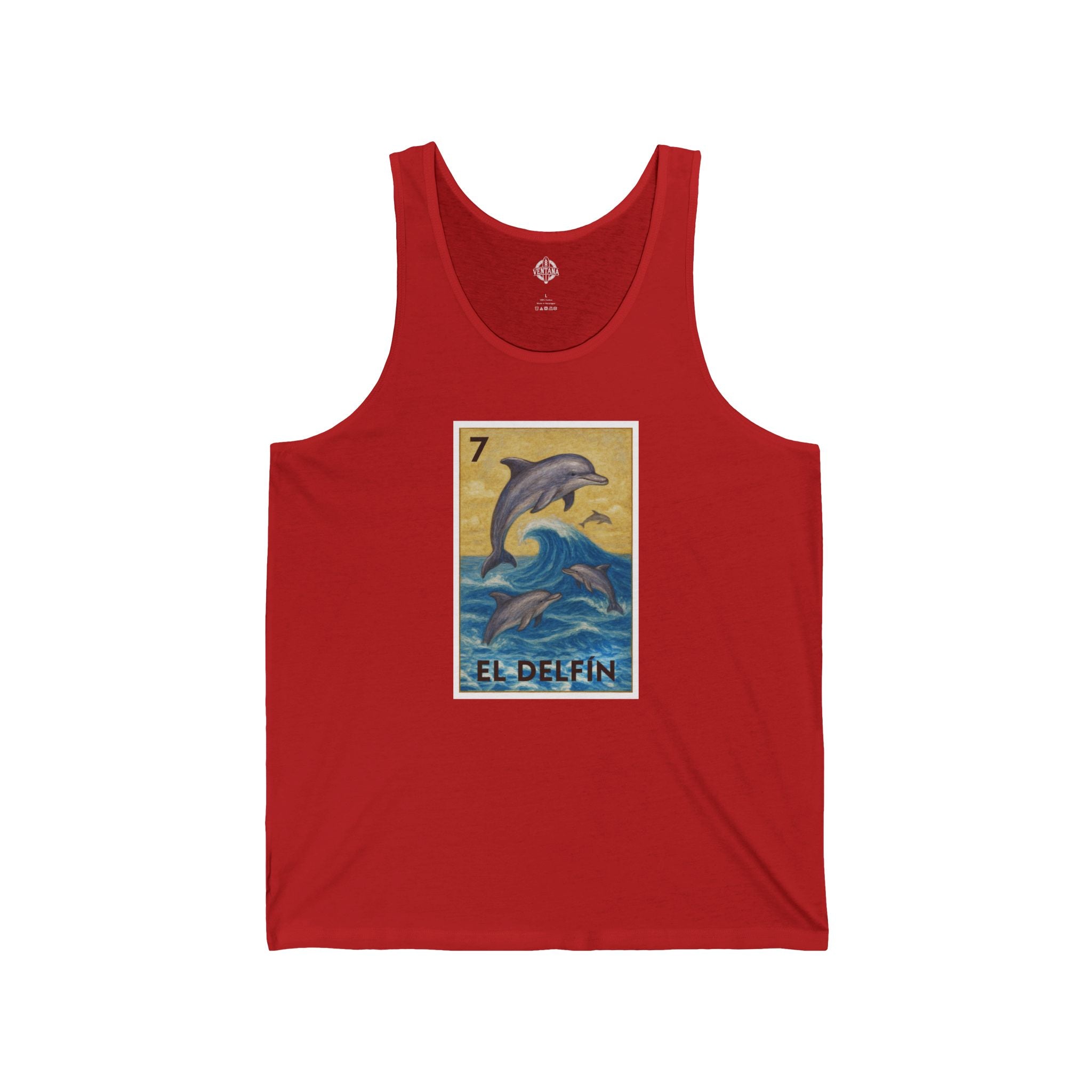 Dolphin Lotería - Cotton Jersey Tank Top Unisex (El Delfín)