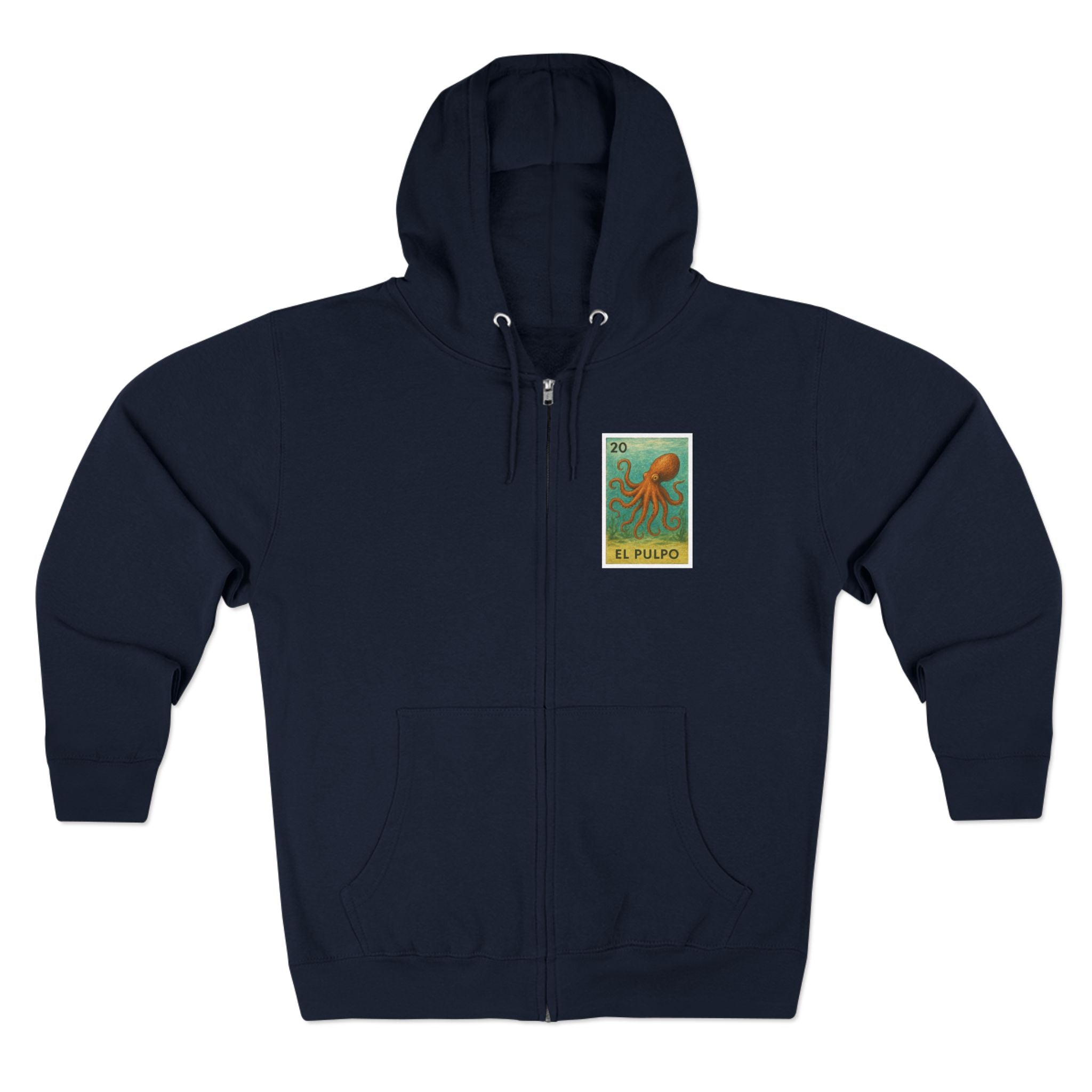 Octopus Lotería Unisex - Zip Cotton Blend Fleece Hoodie (El Pulpo)