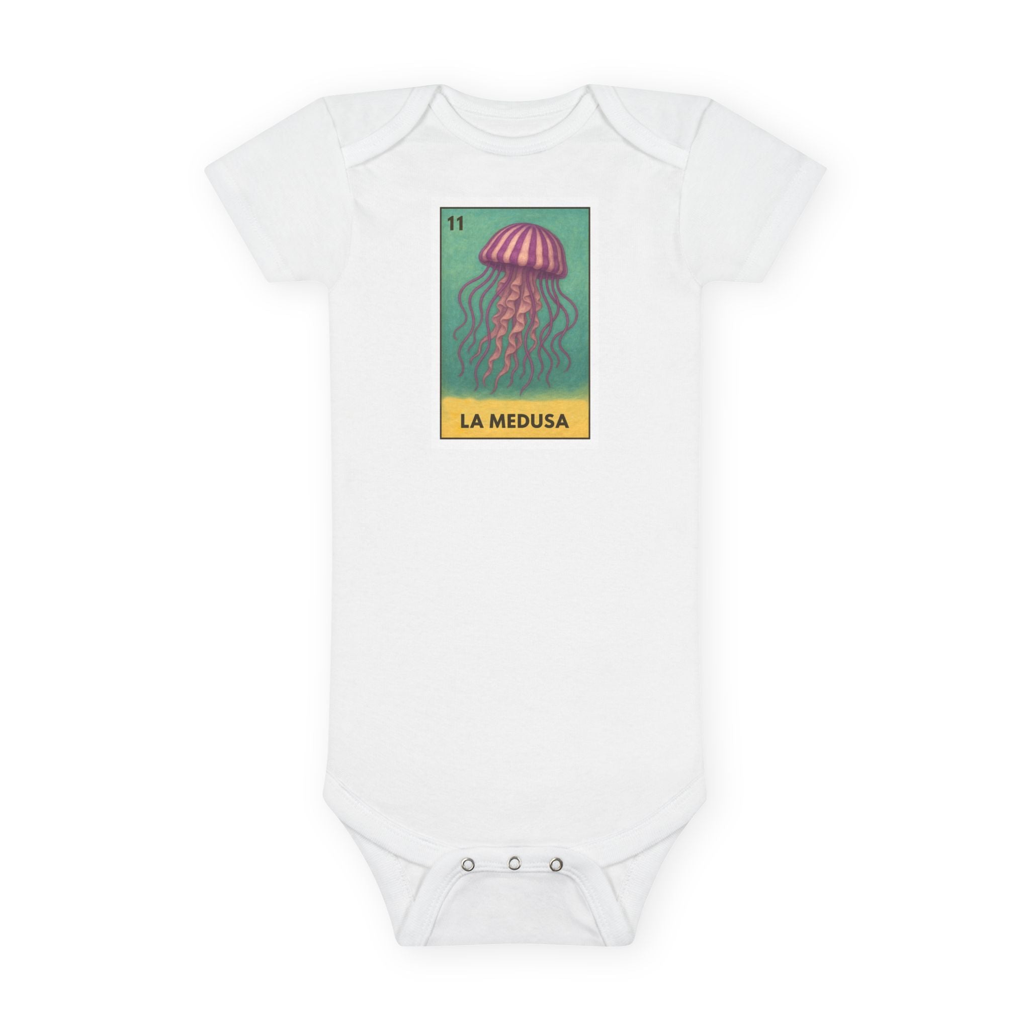 Sea Jelly Lotería - Baby Short Sleeve 100% Cotton Onesie (La Medusa)