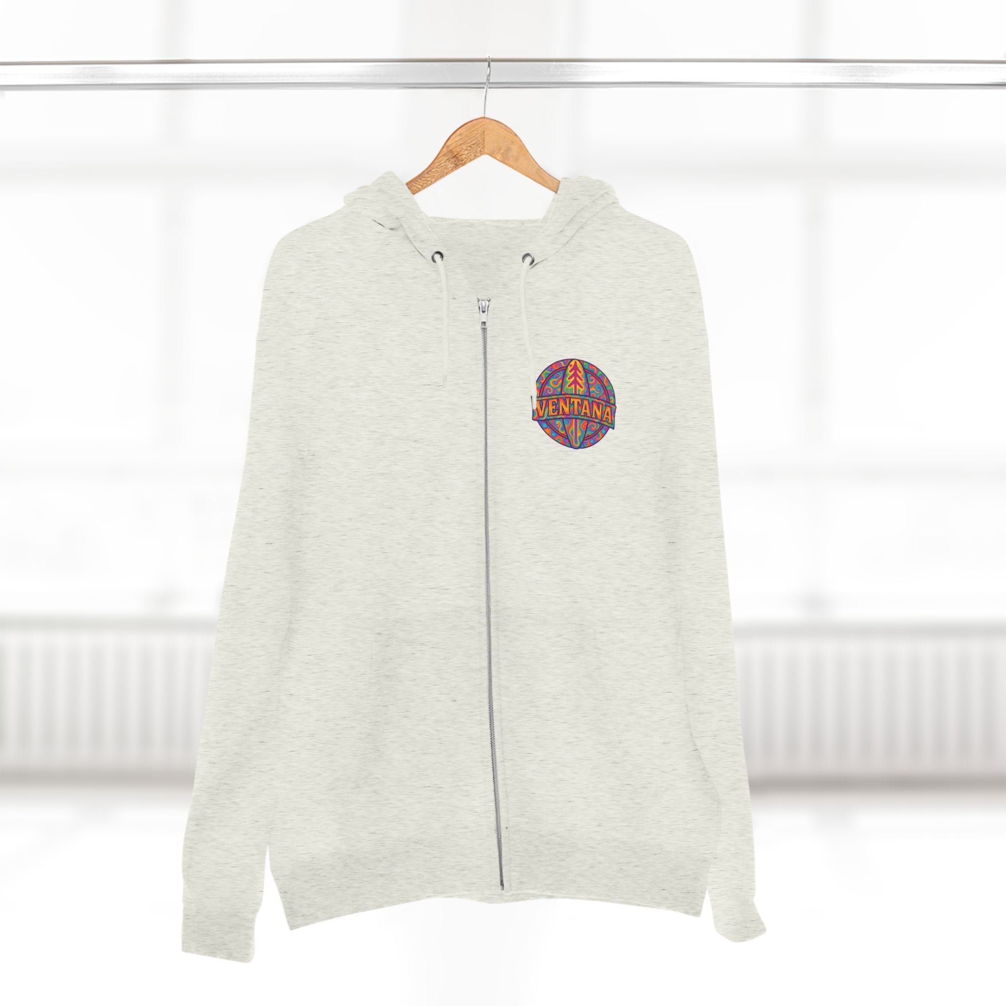 Ventana Psychedelic Treefish Logo Unisex - Zip Cotton Blend Fleece Hoodie