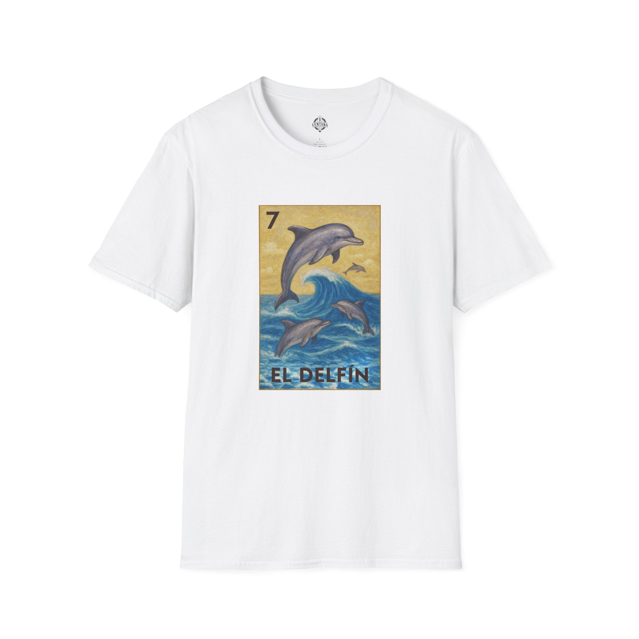 Dolphin Lotería Unisex - Soft Style U.S. Cotton T-Shirt (El Delfín)