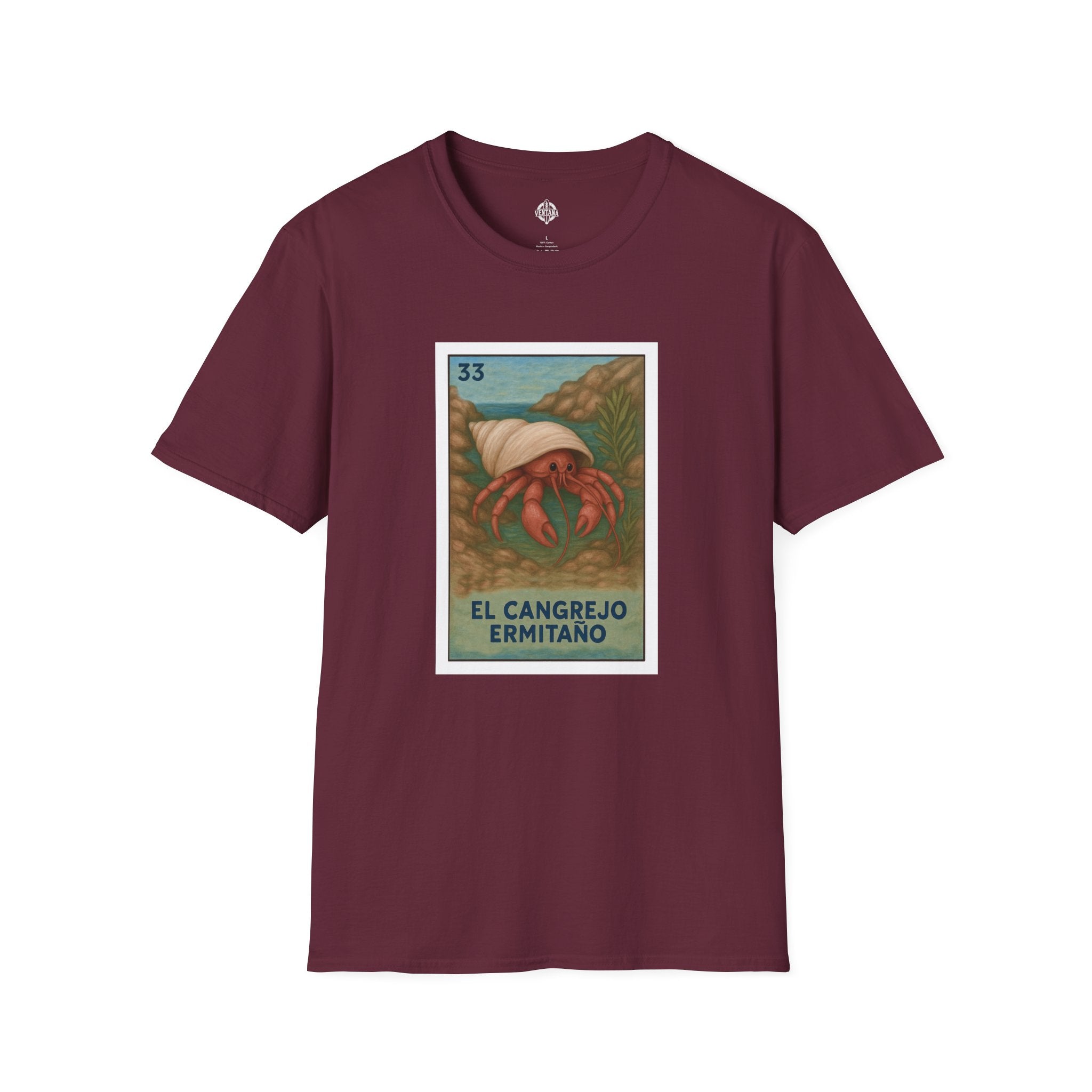 Hermit Crab Lotería Unisex - Soft Style U.S. Cotton T-Shirt (El Cangrejo Ermitaño)
