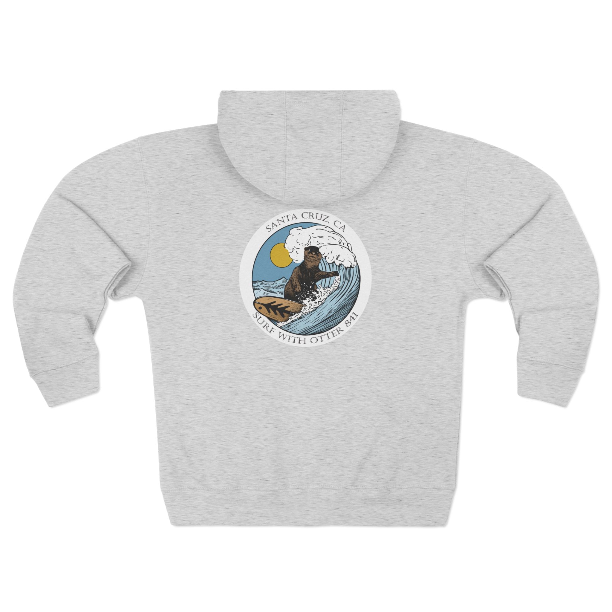 Surf with Otter 841 by Thiago Bianchini Unisex - Zip Cotton Blend Fleece Hoodie