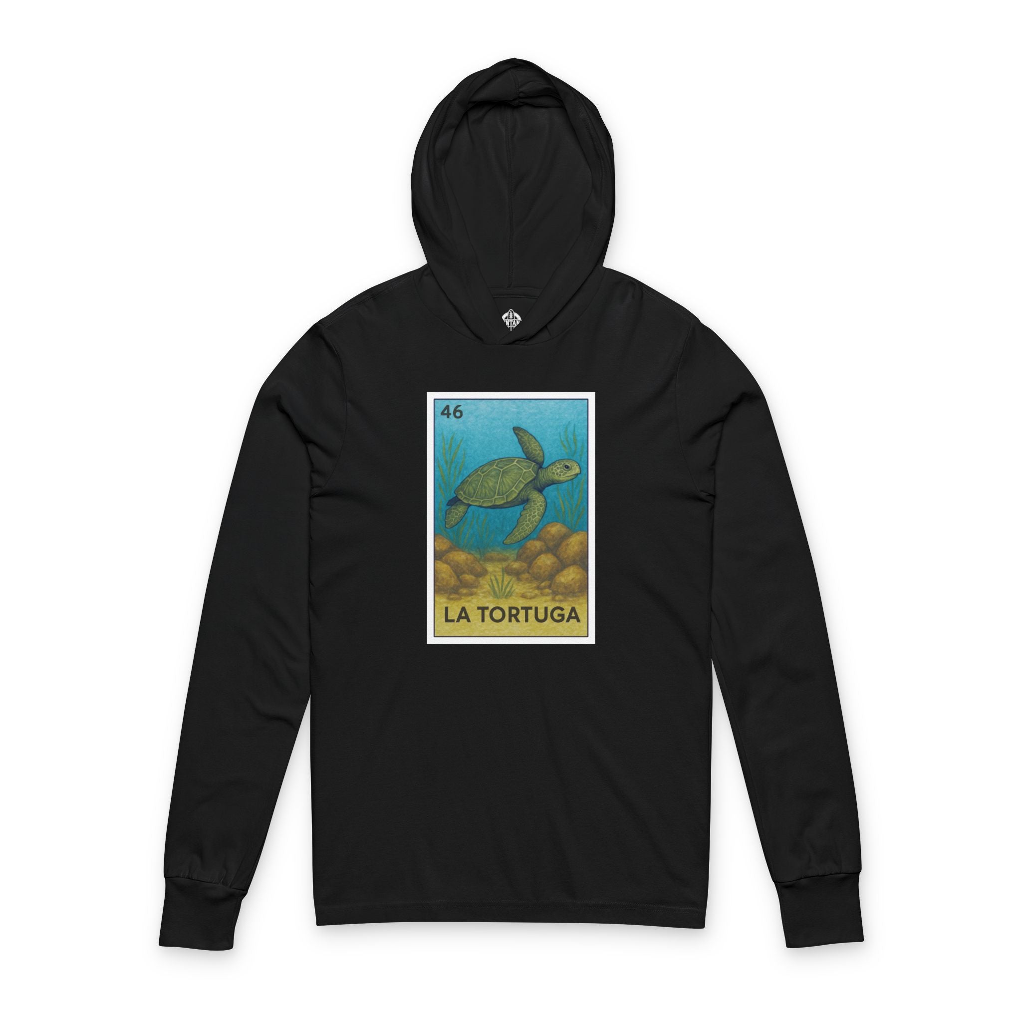 Turtle Lotería Unisex - Cotton Hooded Long Sleeve Hooded T-Shirt (La Tortuga)