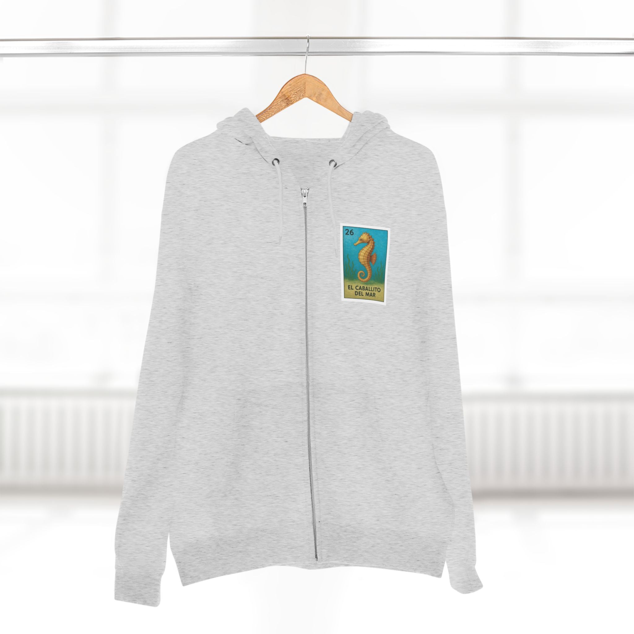 Seahorse Lotería Unisex - Zip Cotton Blend Fleece Hoodie (El Caballito del Mar)