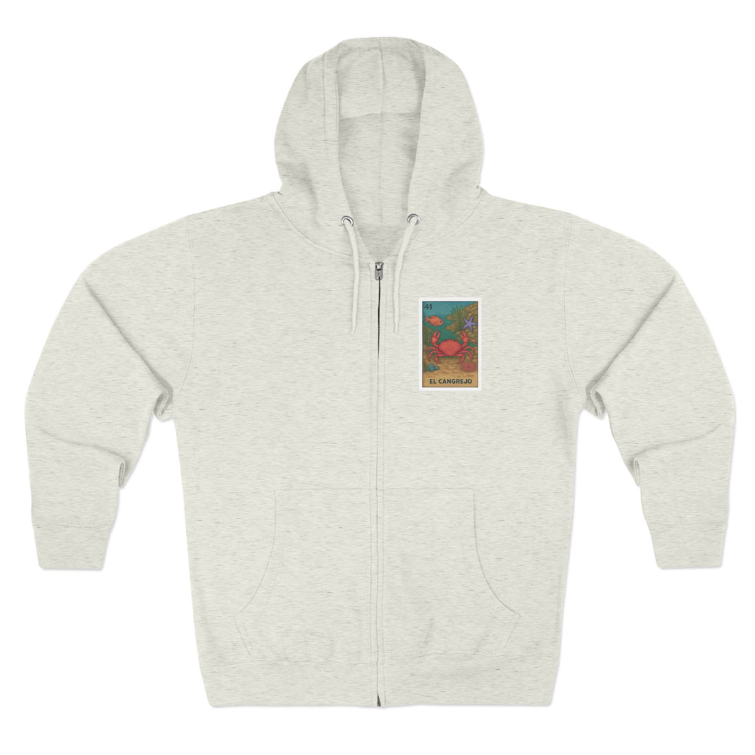 Crab Lotería Unisex - Zip Cotton Blend Fleece Hoodie (El Cangrejo)