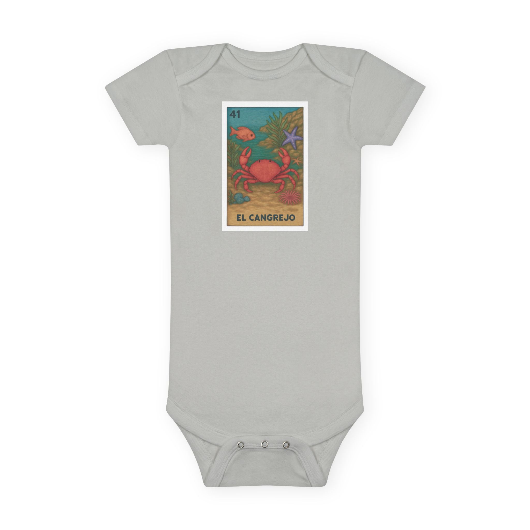 Crab Lotería - Baby Short Sleeve 100% Cotton Onesie (El Cangrejo)