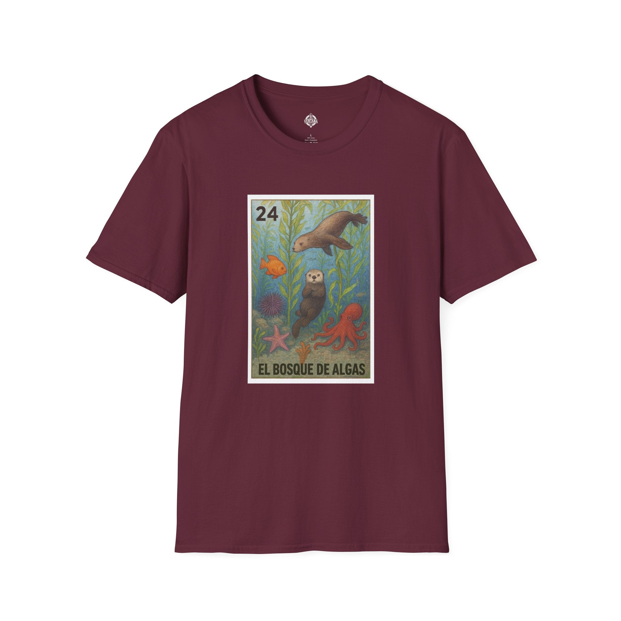 Kelp Forest Lotería Unisex - Soft Style U.S. Cotton T-Shirt (El Bosque de Algas)