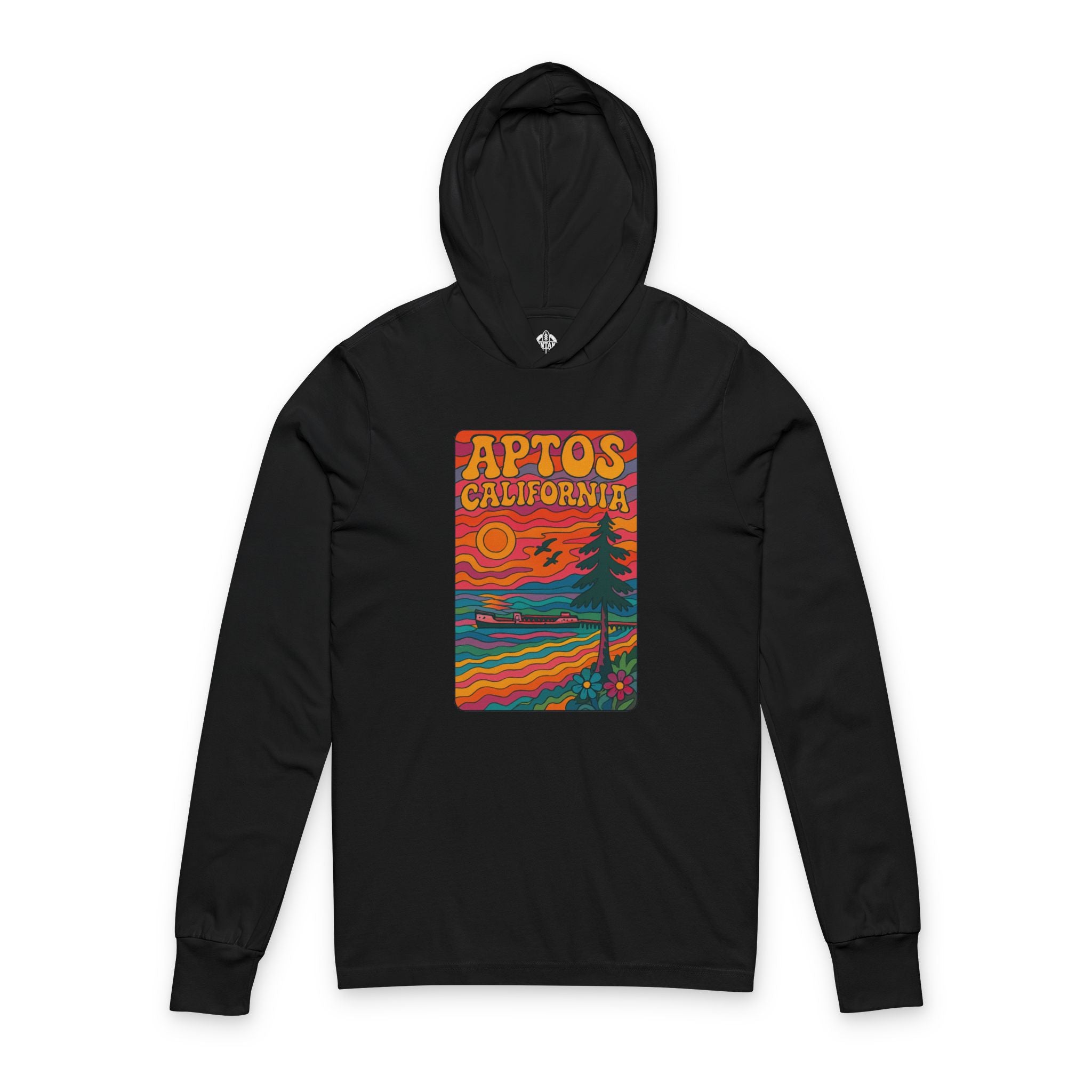 Aptos California Psychedelic Unisex - Cotton Long Sleeve Hooded T-Shirt