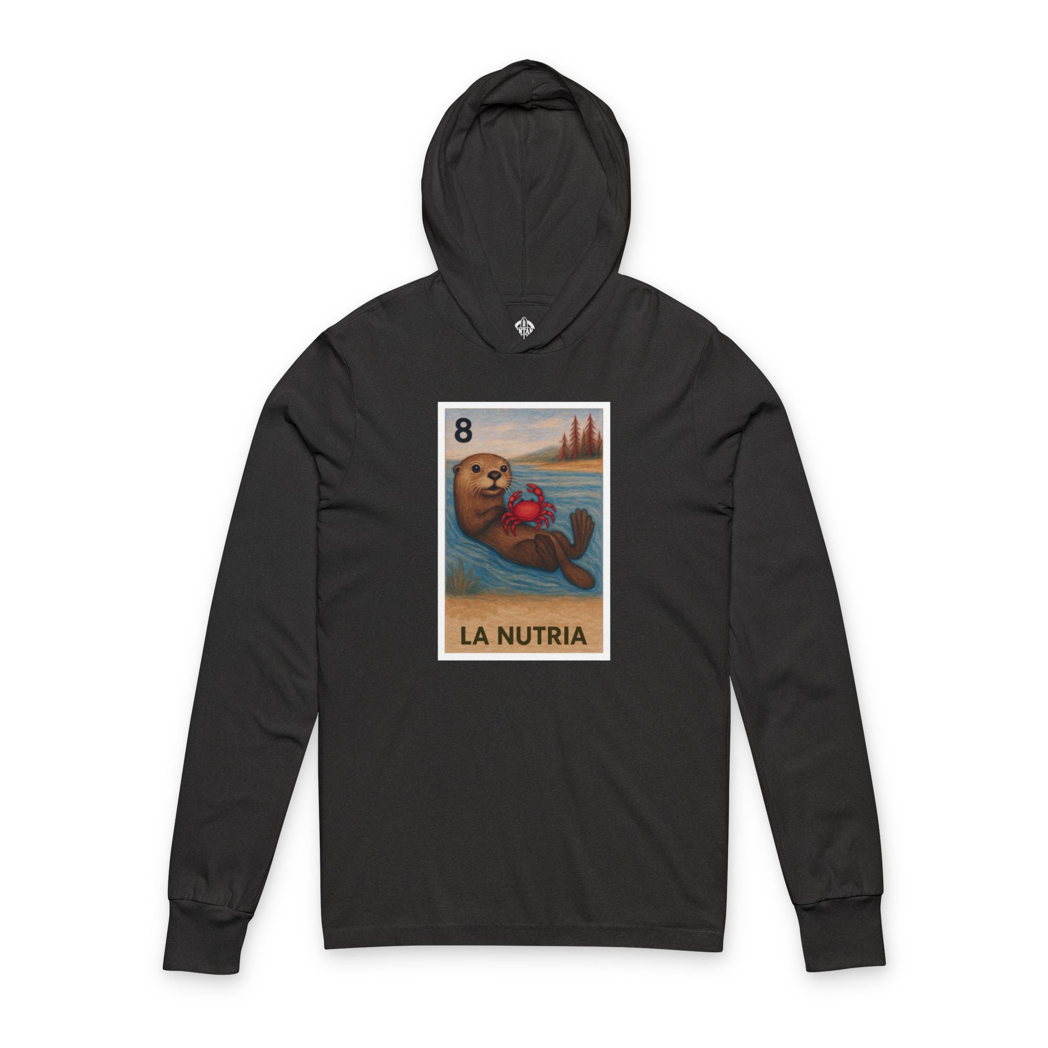 Sea Otter Lotería Unisex - Cotton Hooded Long Sleeve Hooded T-Shirt (La Nutria)