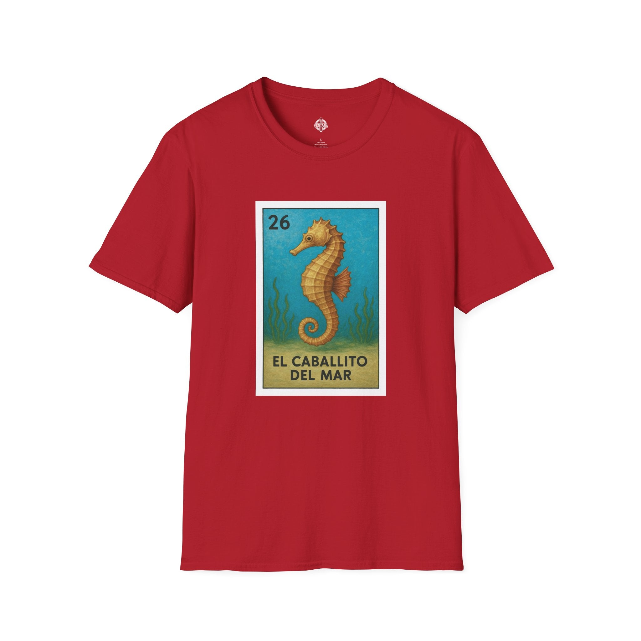 Seahorse Lotería Unisex - Soft Style U.S. Cotton T-Shirt (El Caballito del Mar)