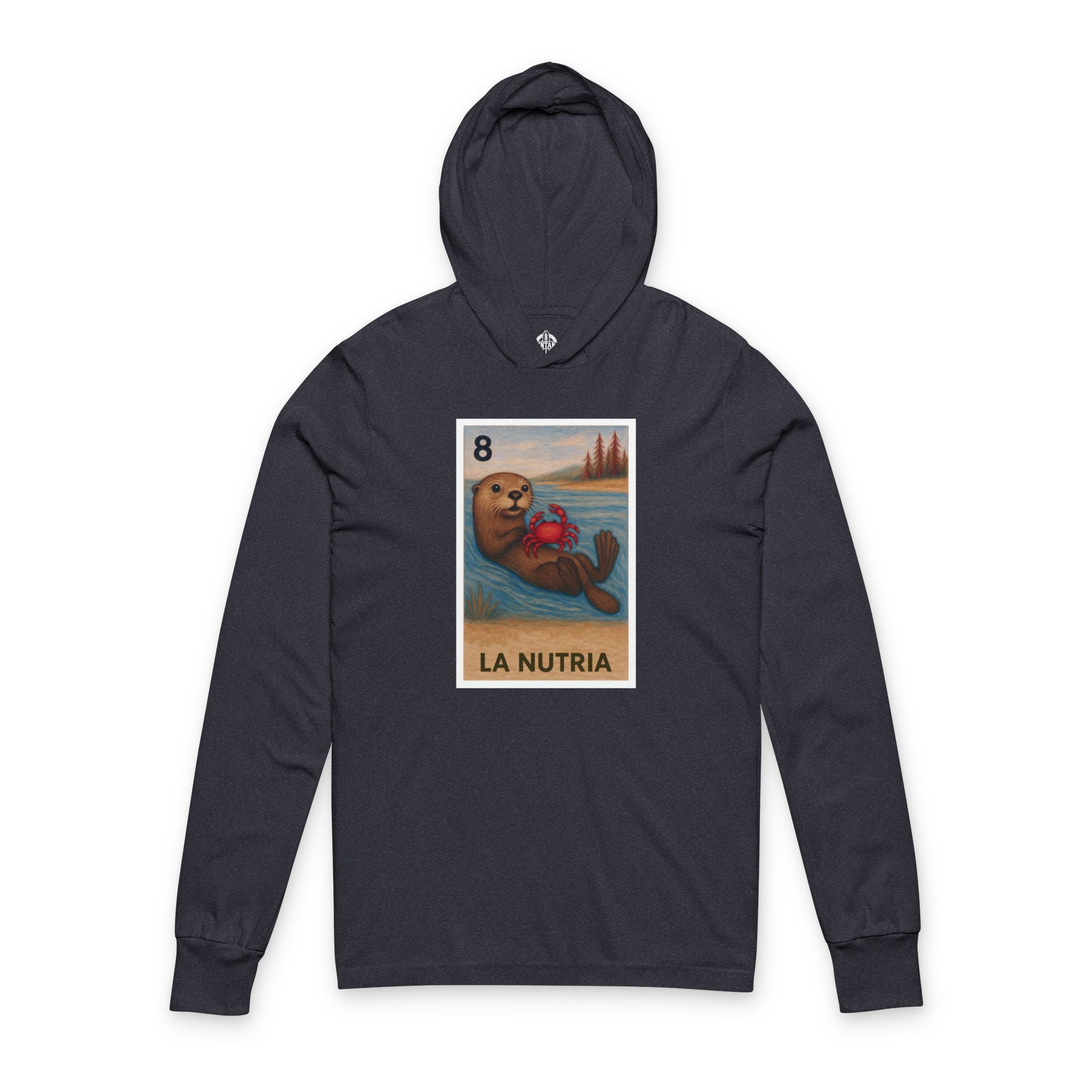 Sea Otter Lotería Unisex - Cotton Hooded Long Sleeve Hooded T-Shirt (La Nutria)