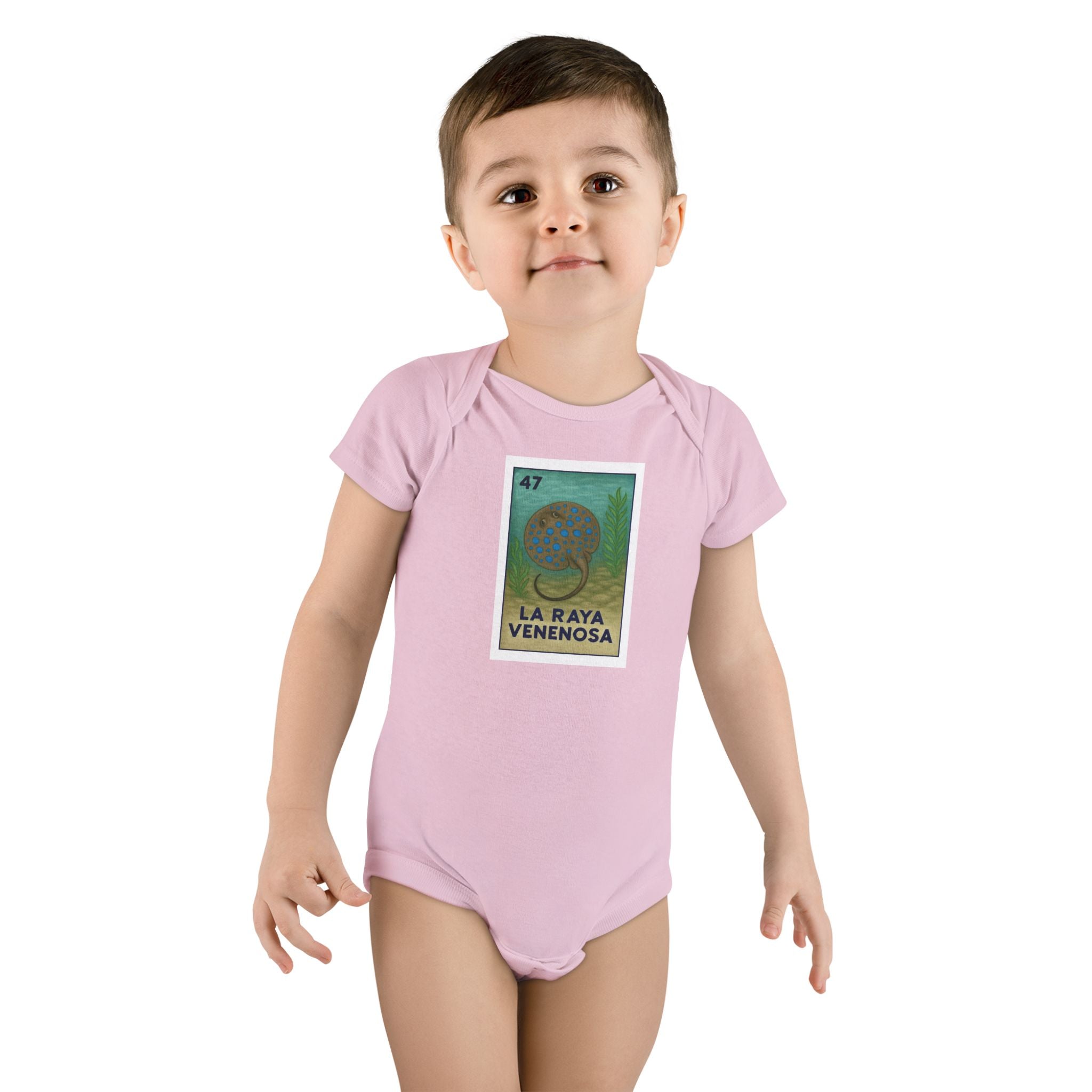 Stingray Lotería - Baby Short Sleeve 100% Cotton Onesie (La Raya Venenosa)