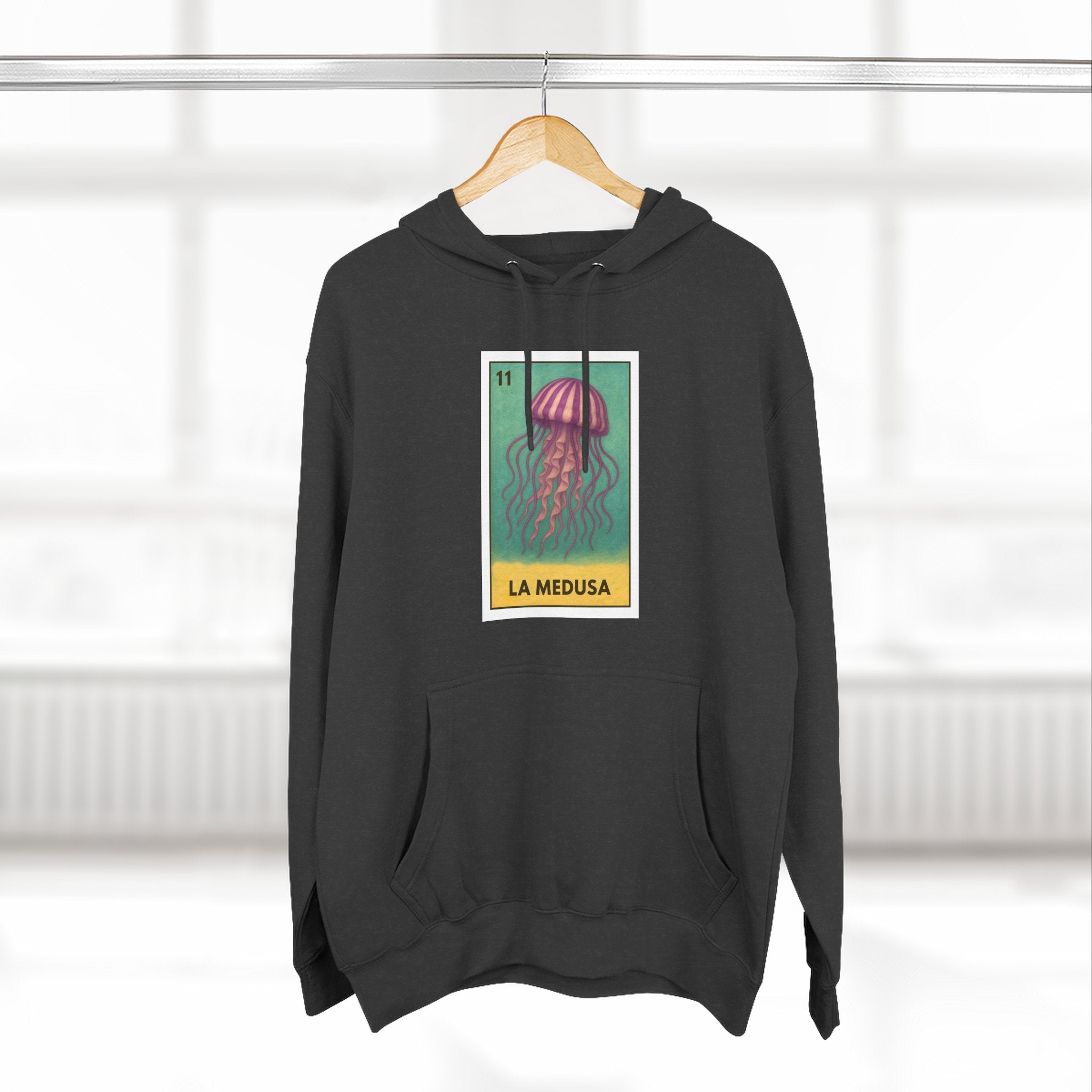 Sea Jelly Lotería Unisex - Pull-Over Cotton Blend Fleece Hoodie (La Medusa)