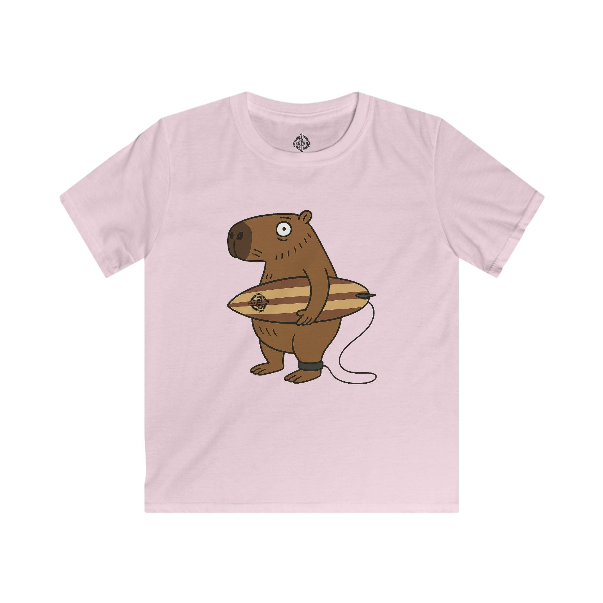 Capybara Surfer Kids - Soft Style U.S. Cotton T-Shirt