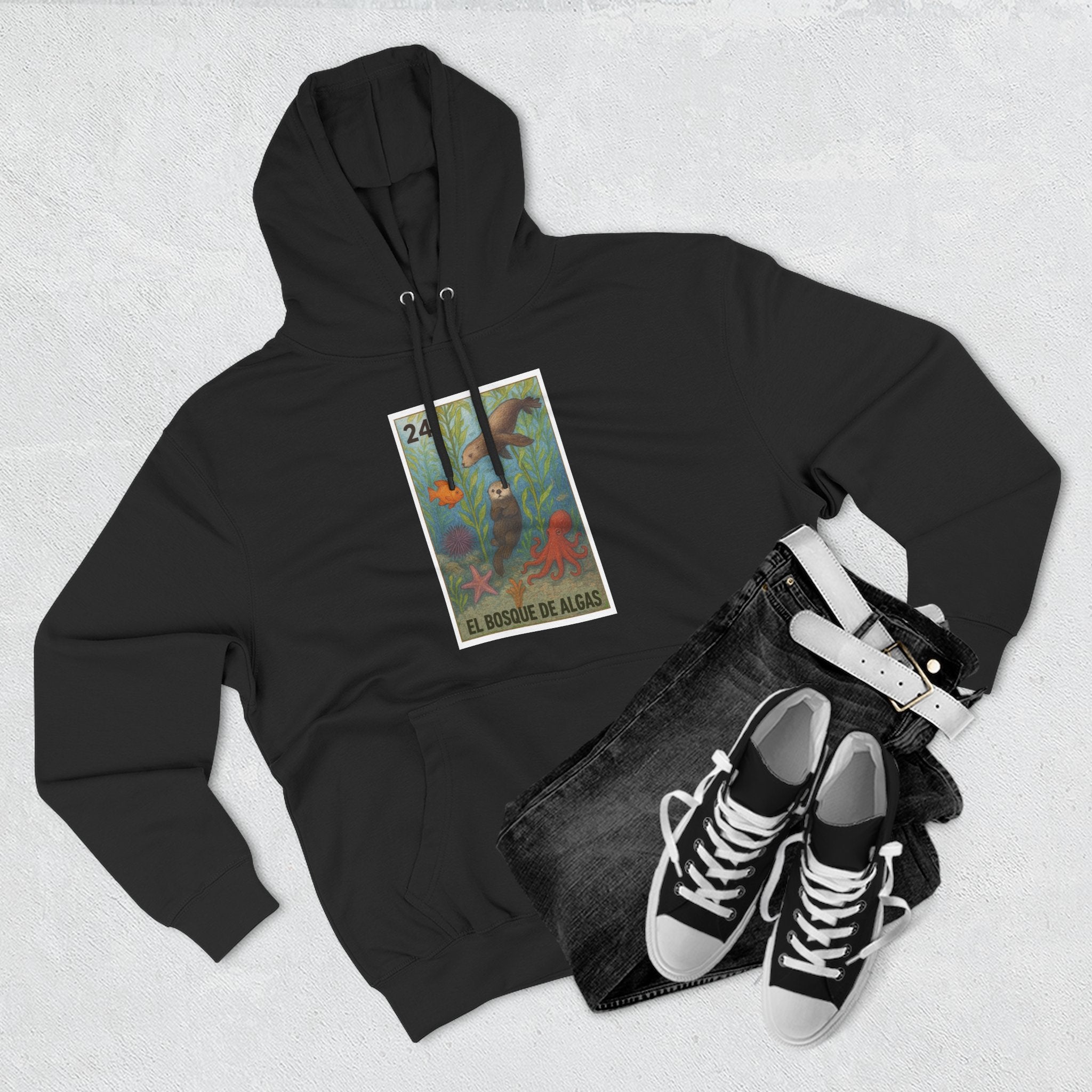 Kelp Forest Lotería Unisex - Pull-Over Cotton Blend Fleece Hoodie (El Bosque de Algas)