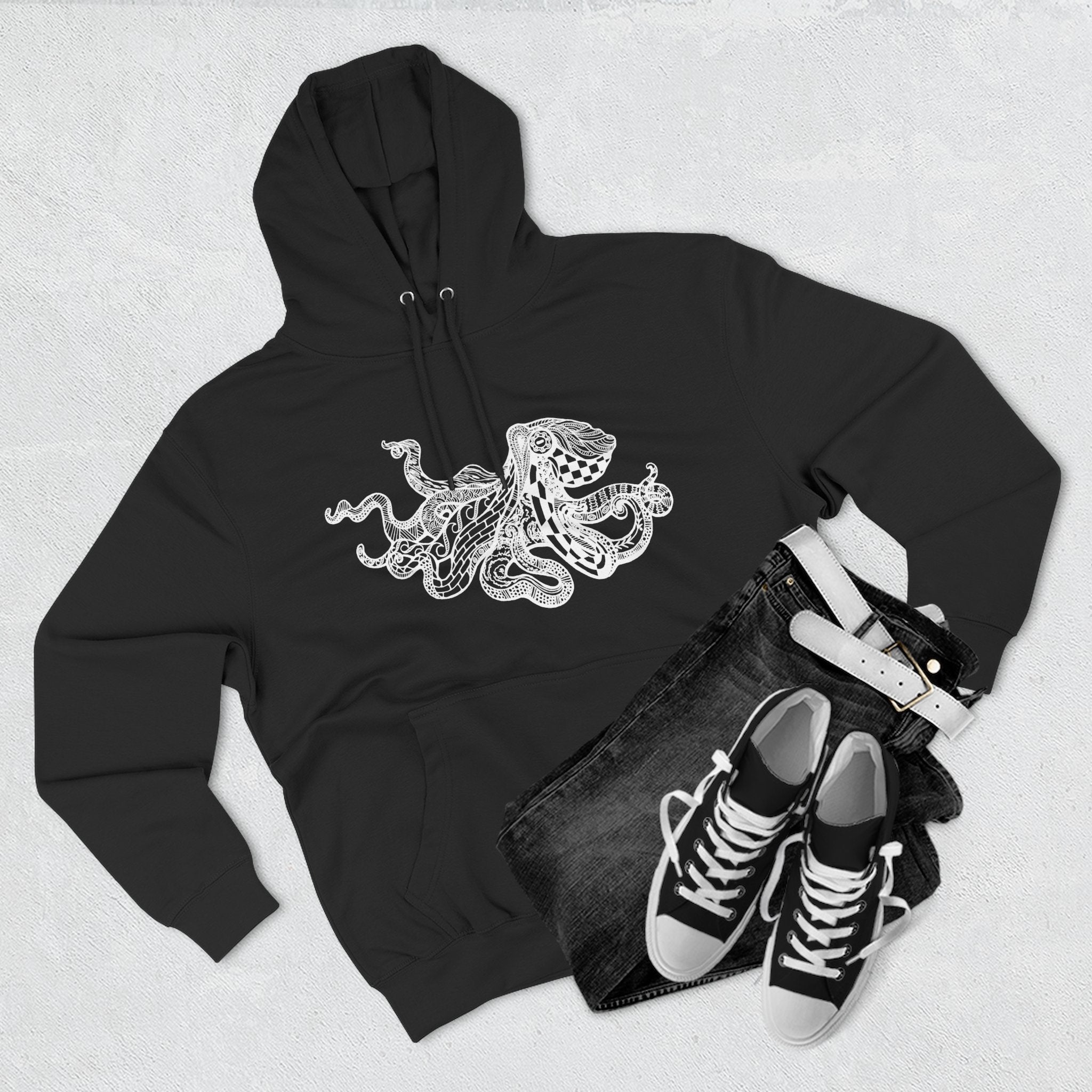 Ventangle Octopus Unisex - Pull-Over Cotton Blend Fleece Hoodie
