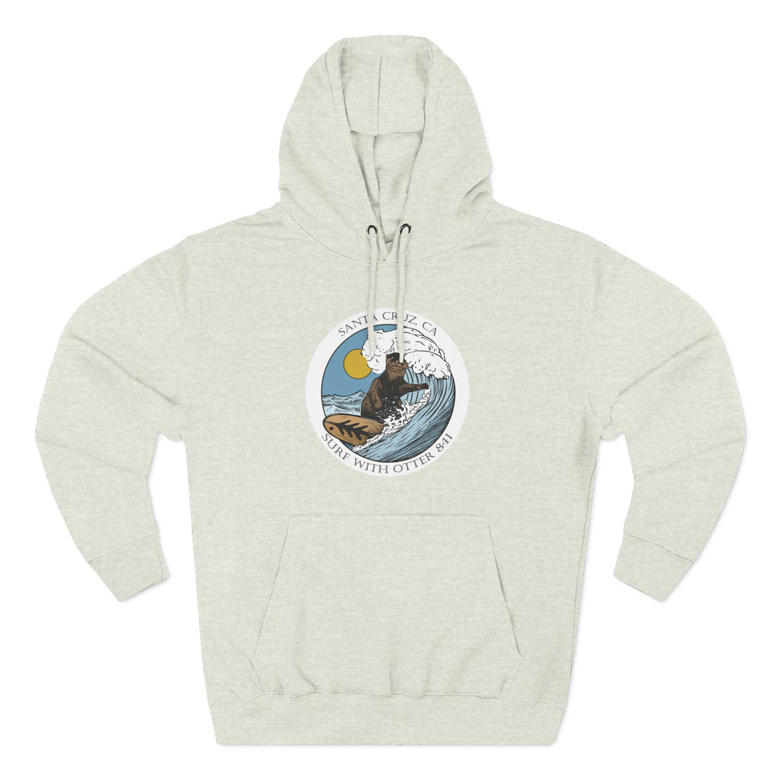 Surf with Otter 841 by Thiago Bianchini Unisex - Pull-Over Cotton Blend Fleece Hoodie