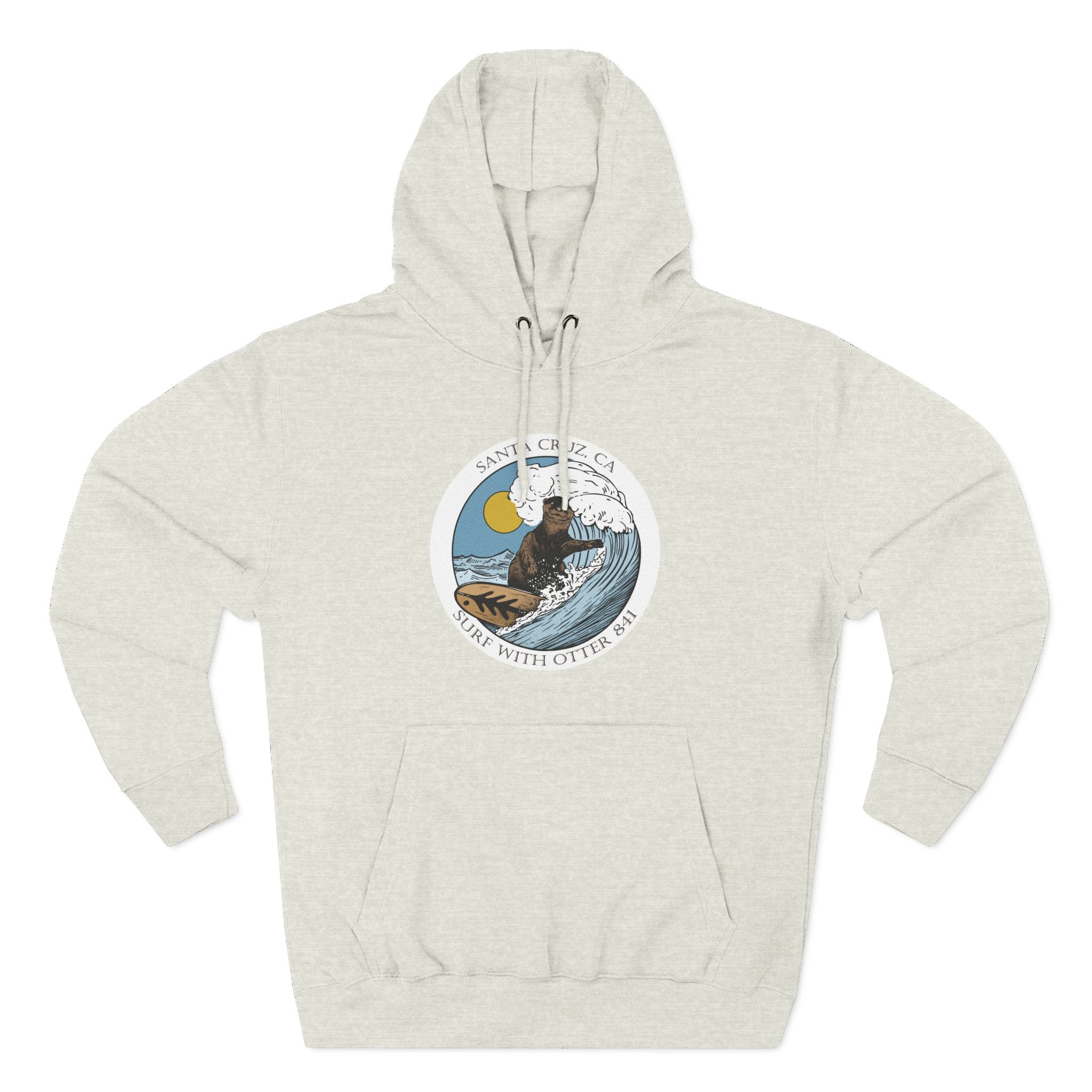 Surf with Otter 841 by Thiago Bianchini Unisex - Pull-Over Cotton Blend Fleece Hoodie