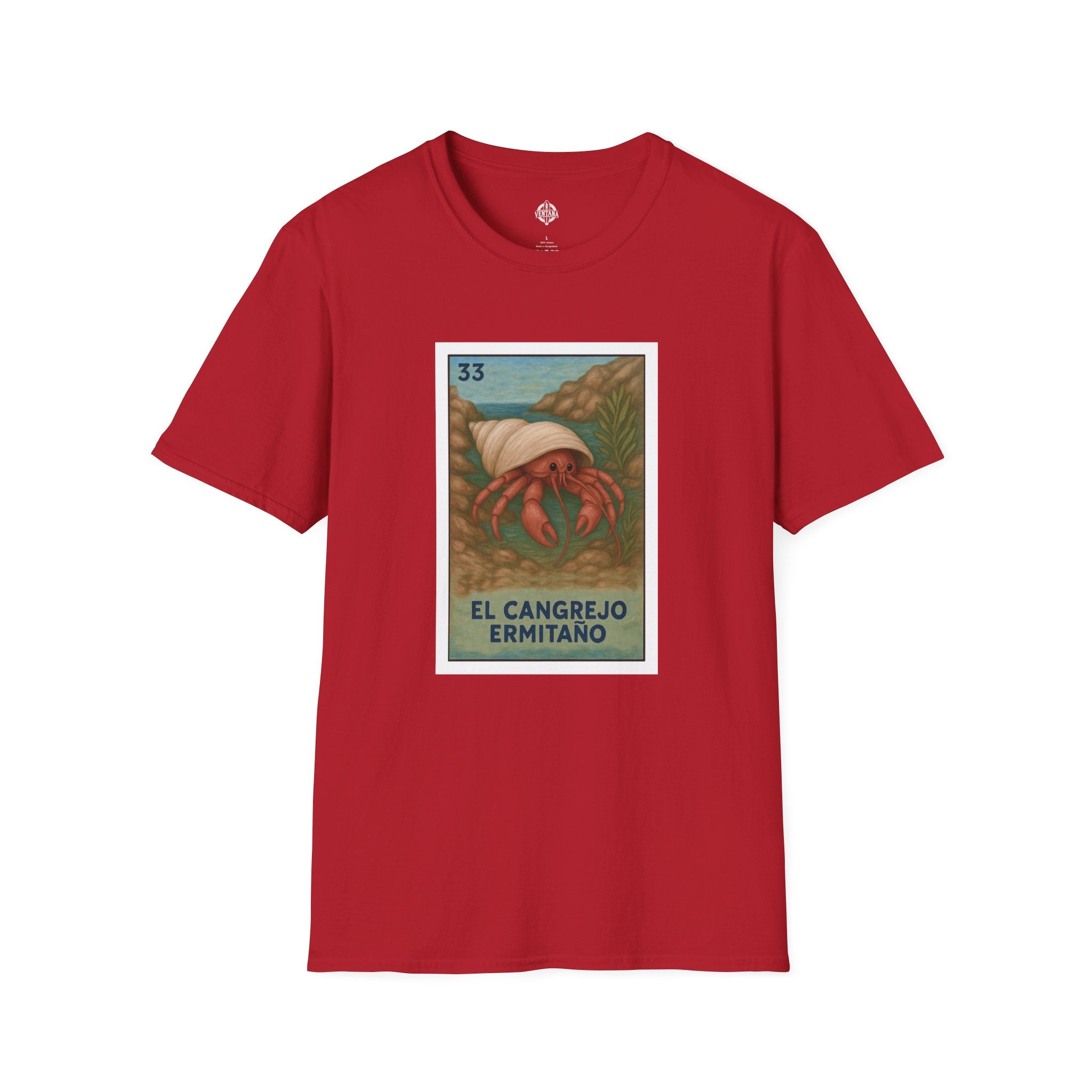 Hermit Crab Lotería Unisex - Soft Style U.S. Cotton T-Shirt (El Cangrejo Ermitaño)