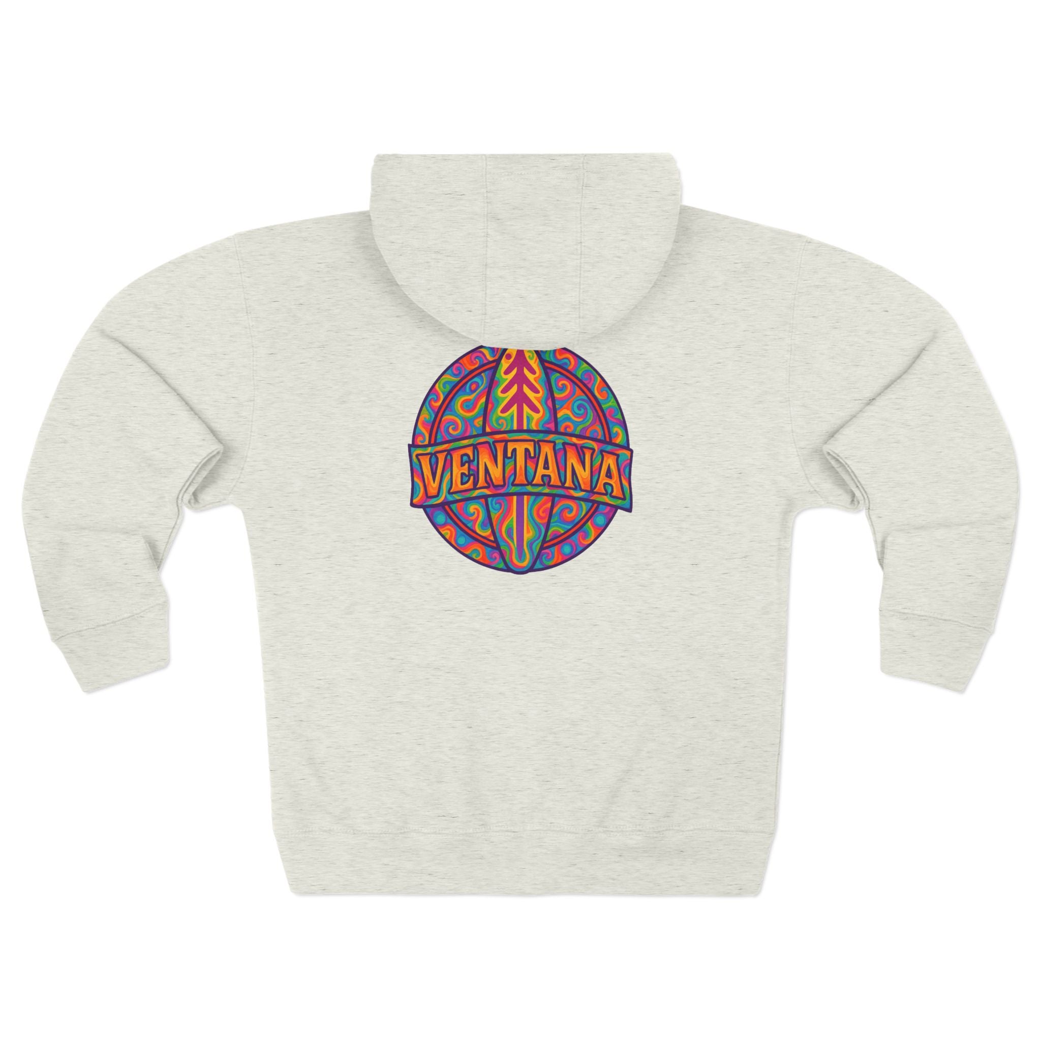 Ventana Psychedelic Treefish Logo Unisex - Zip Cotton Blend Fleece Hoodie
