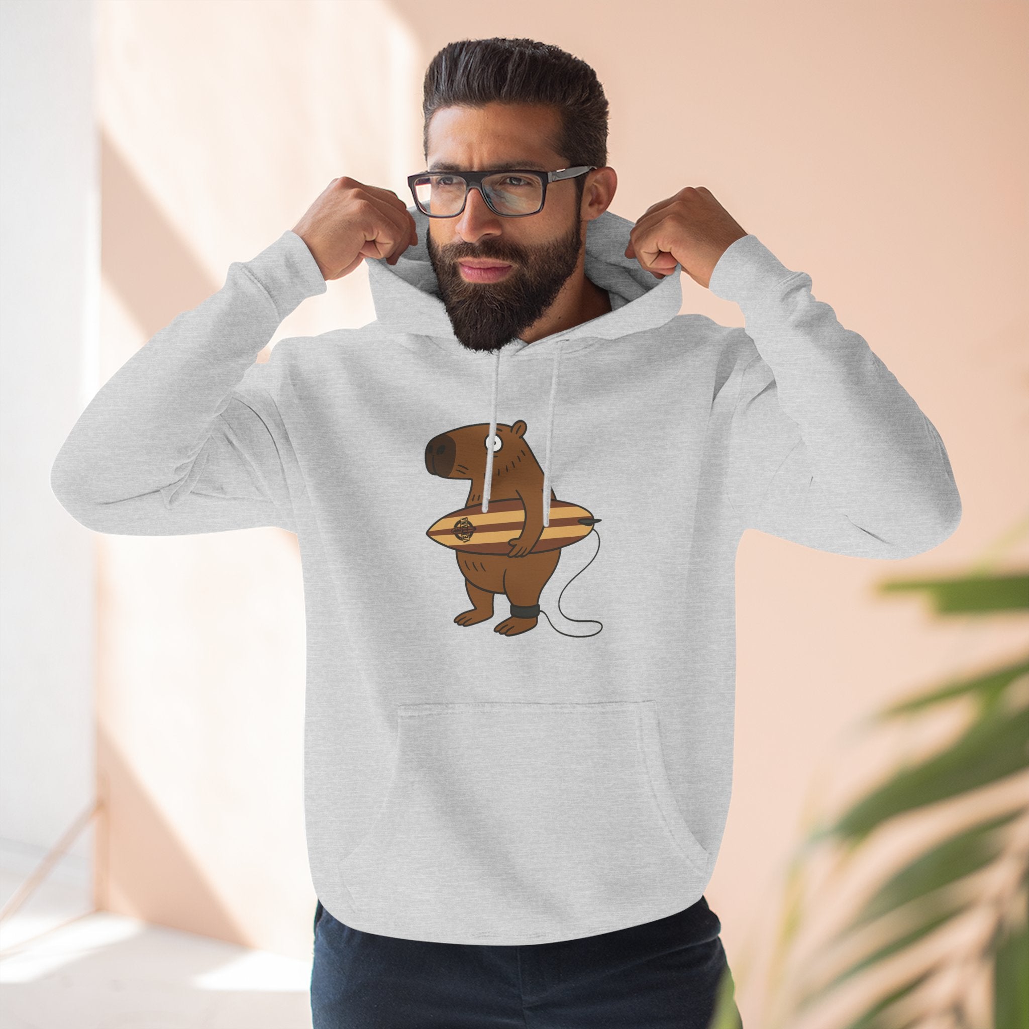 Capybara Surfer Unisex - Pull-Over Cotton Blend Fleece Hoodie