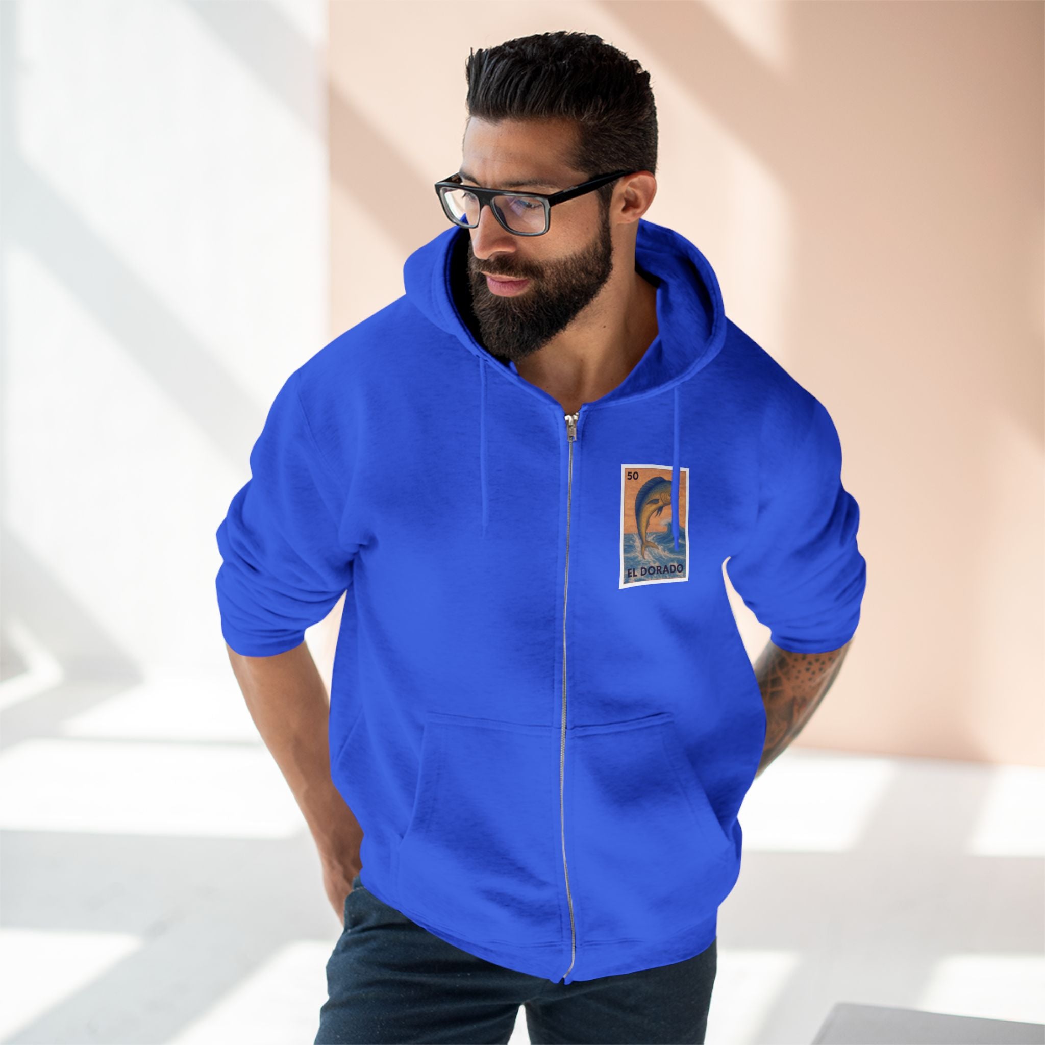 Dorado Lotería Unisex - Zip Cotton Blend Fleece Hoodie (El Dorado)