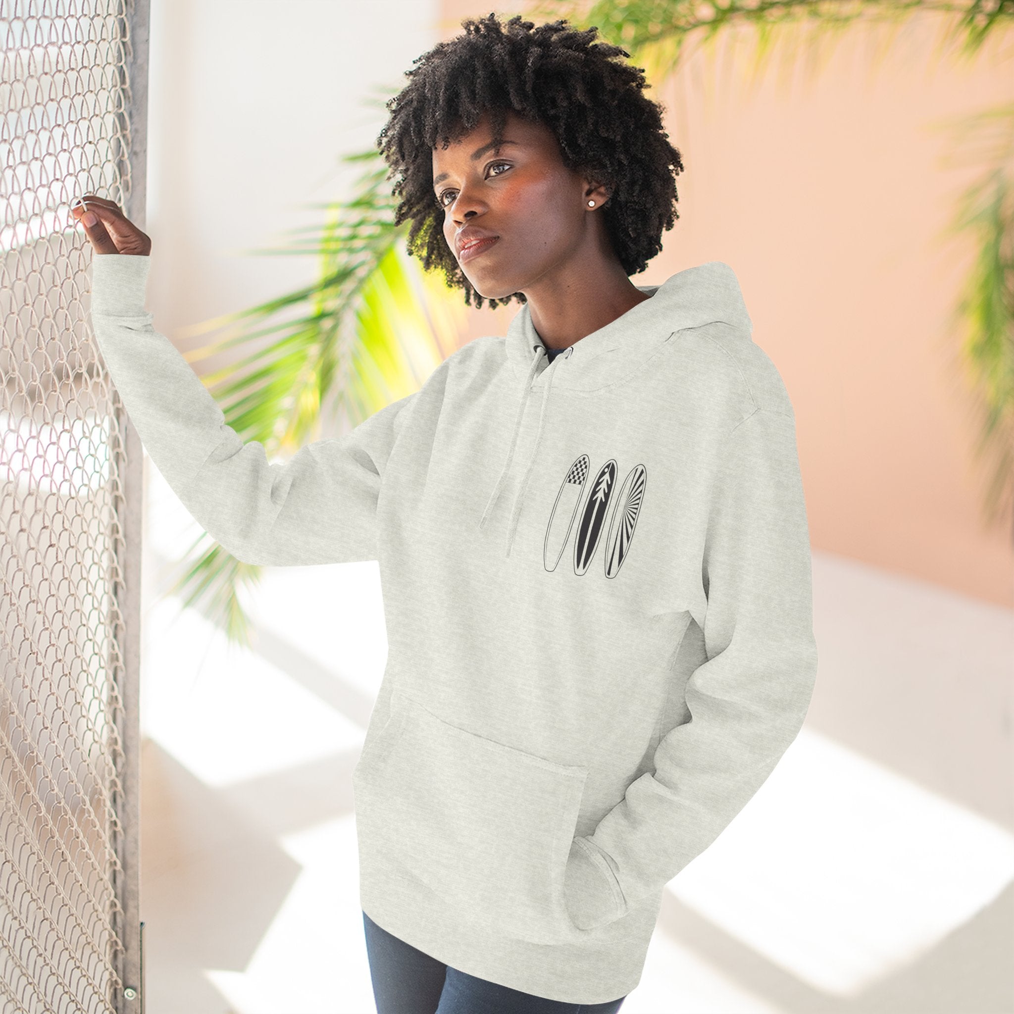 Ventana Three Board - Unisex Pull-Over Cotton Blend Fleece Hoodie